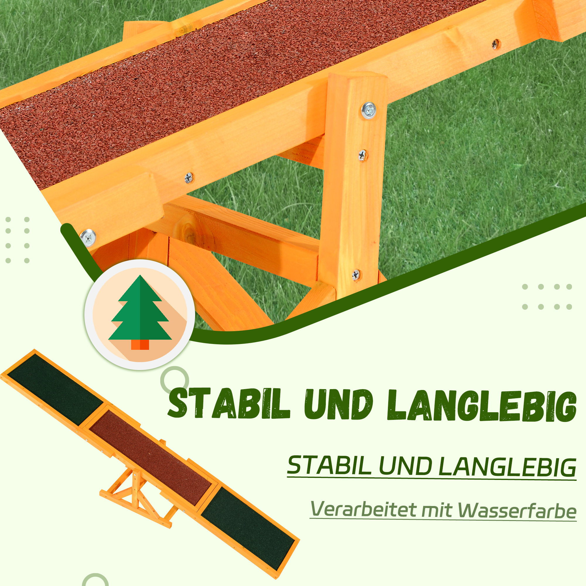 Hundewippe für Agility Training, rutschfest, bis 50 kg belastbar, 180 x 30 x 30 cm