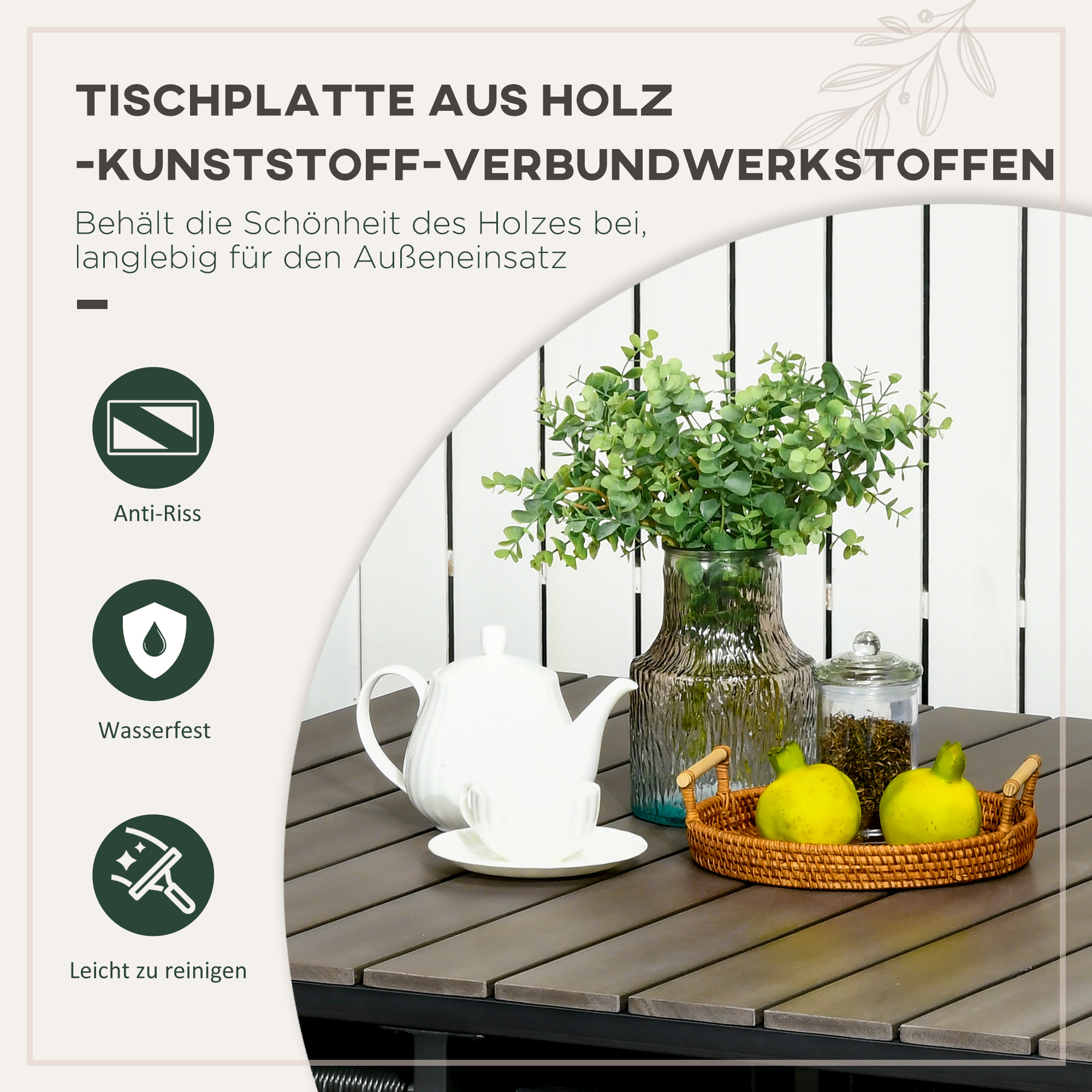 Outdoor Essgruppe, Gartengarnitur, 5-teilig, Polyrattan, Sitzkissen, wetterfest, Schwarz/Grau