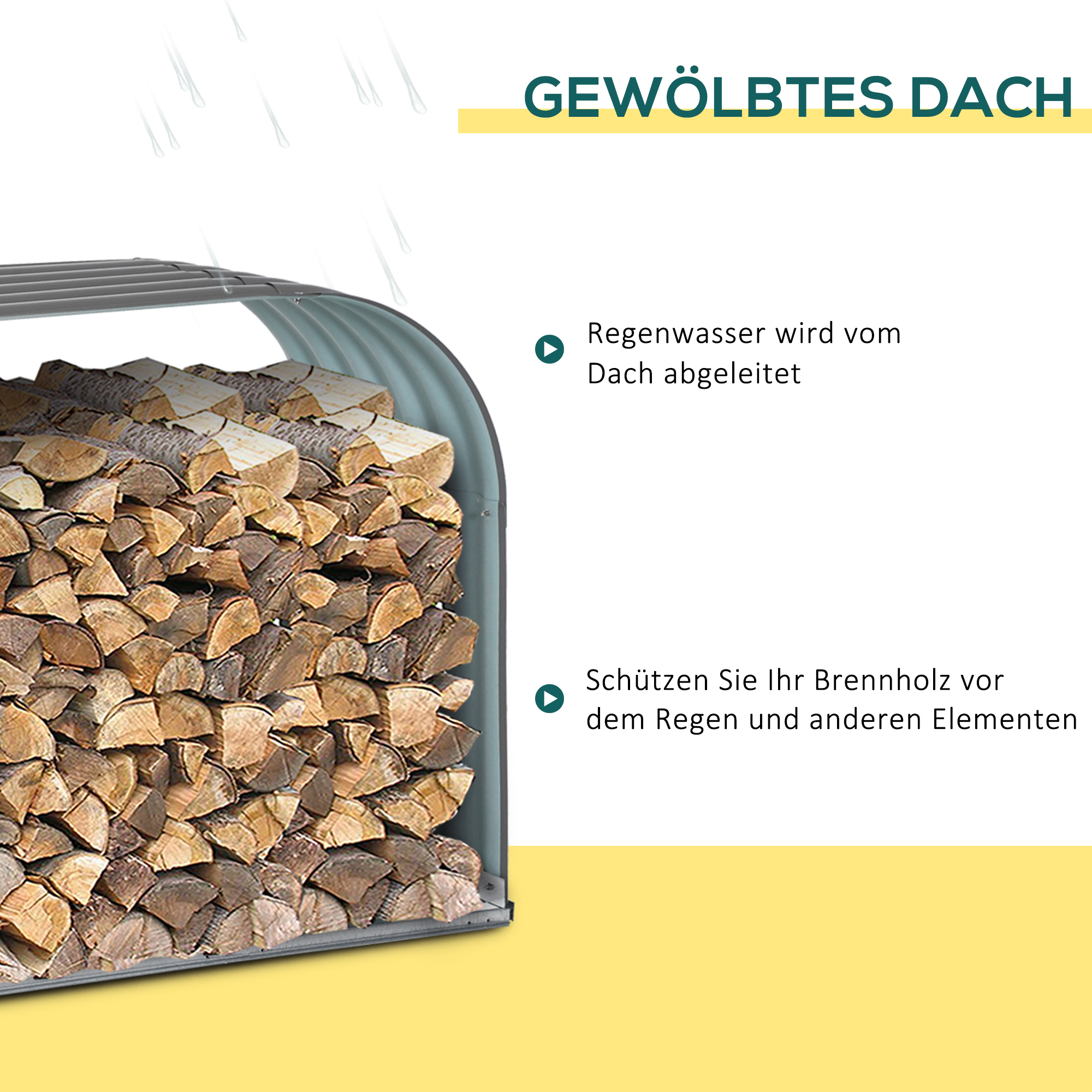 Brennholzregal Holzregal, wetterbeständig, Stahl,  212 cm x 46 cm x 112 cm, Grau