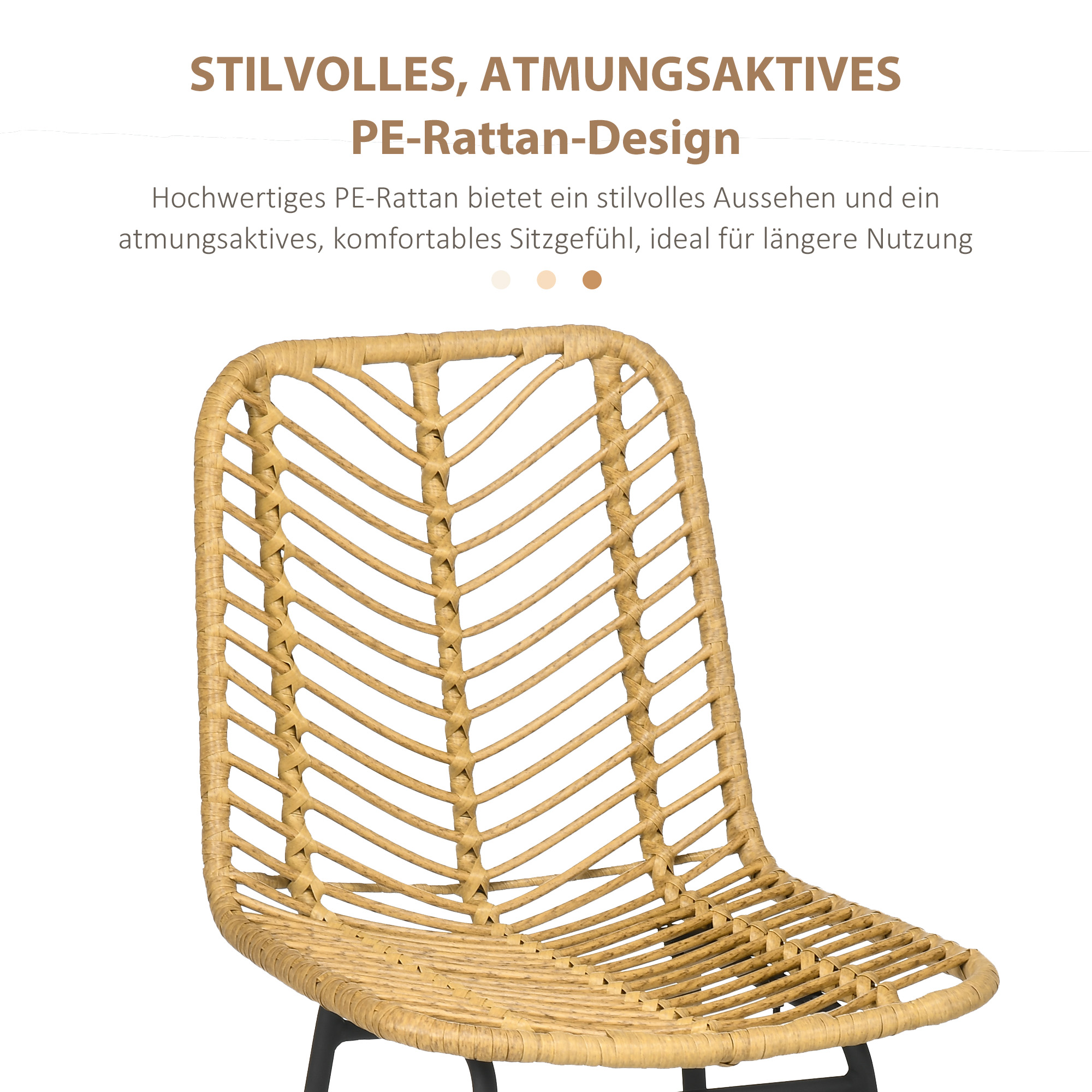 2er Set Barhocker mit Lehne Barstühle im Boho-Design, PE-Rattan, inkl. Fußtstütze, 42,5 cm x 52 cm x 102 cm, Gelb + Schwarz