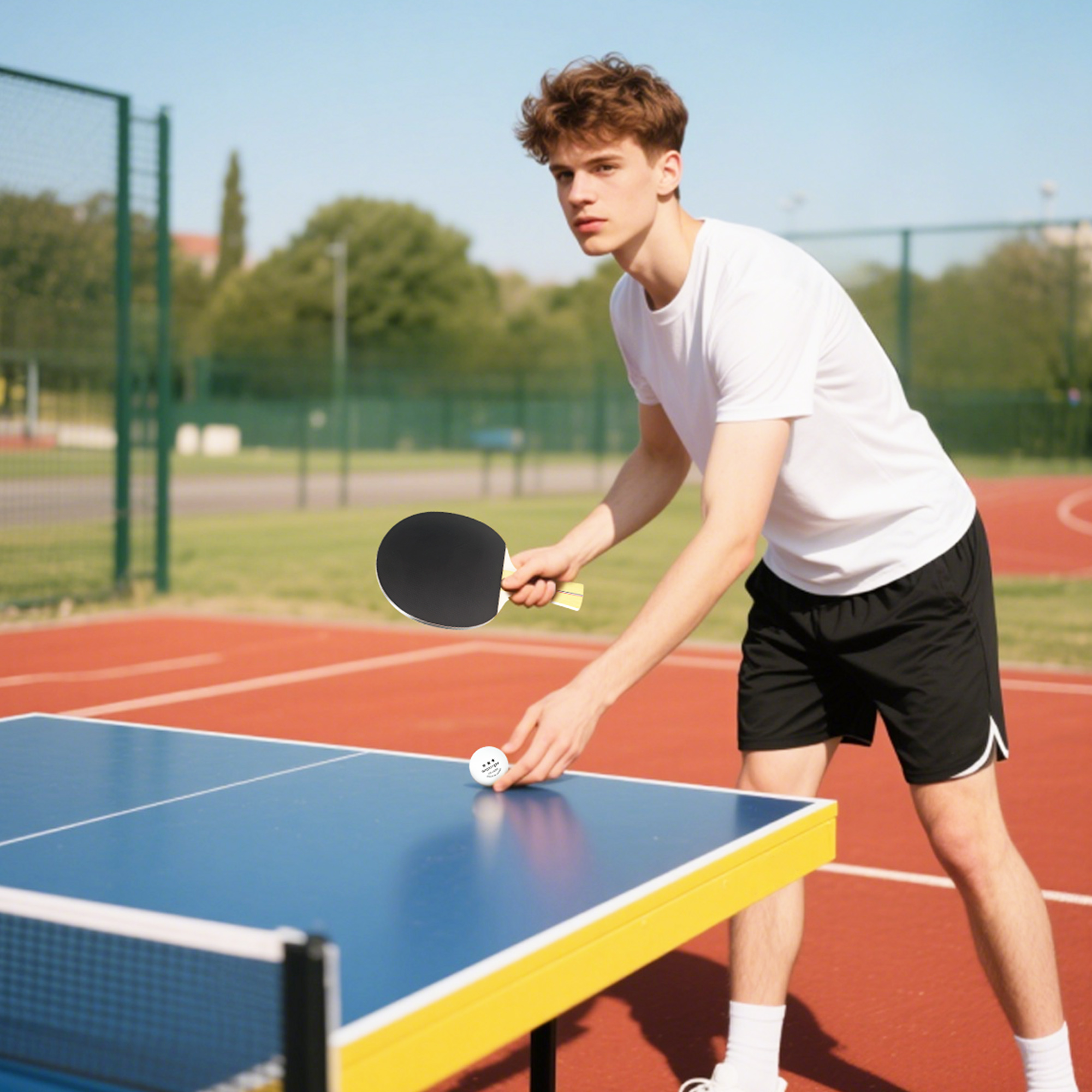 Tischtennisschläger Tischtennis Set mit 4 Tischtennisschlägern, 8 Tischtennisbällen Tragetasche Für Drinnen & Draußen