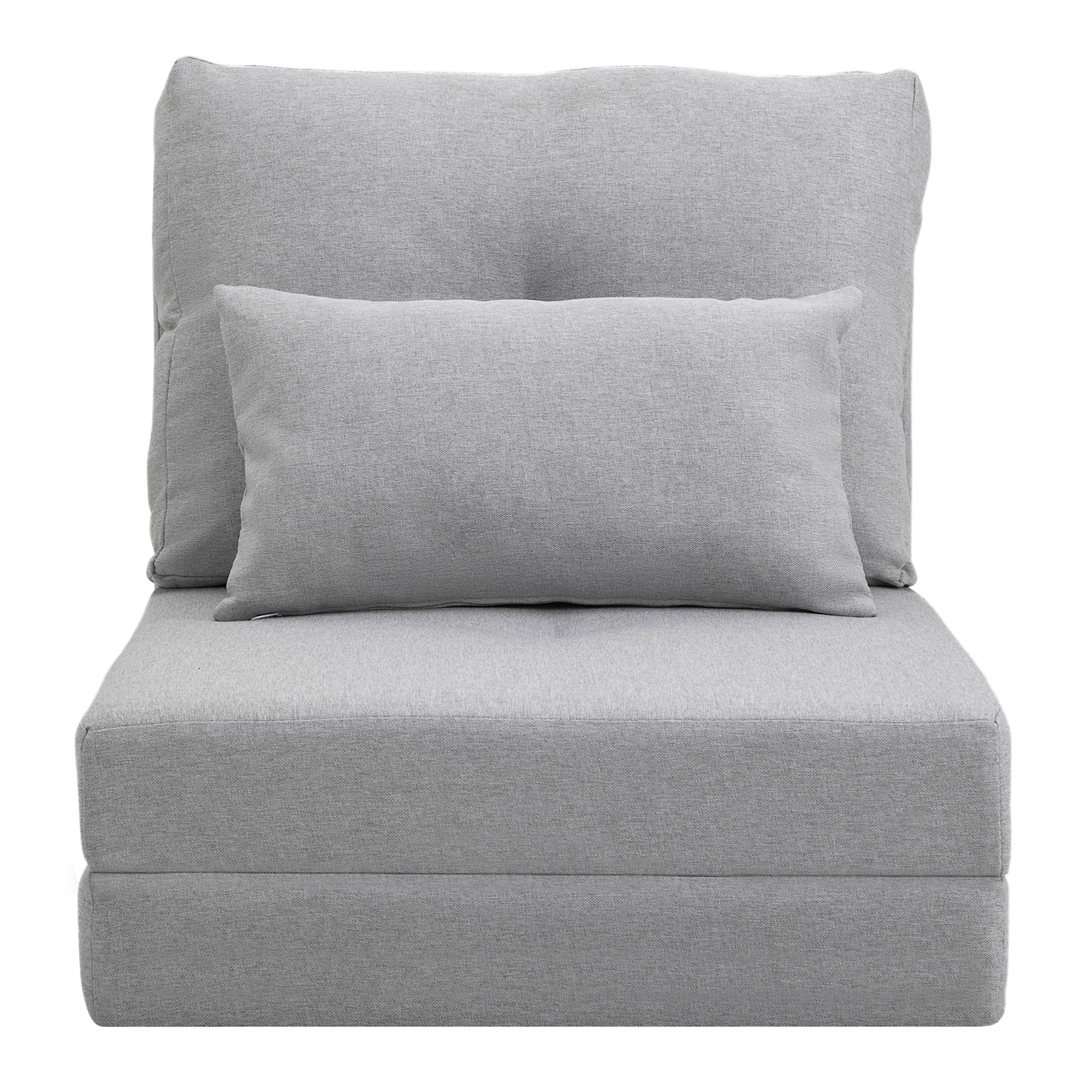 Bodensessel Klappmatratze Schlafmatte, 2-in-1-Design, abnehmbares Kissen, 60 x 80 x 56 cm, Grau