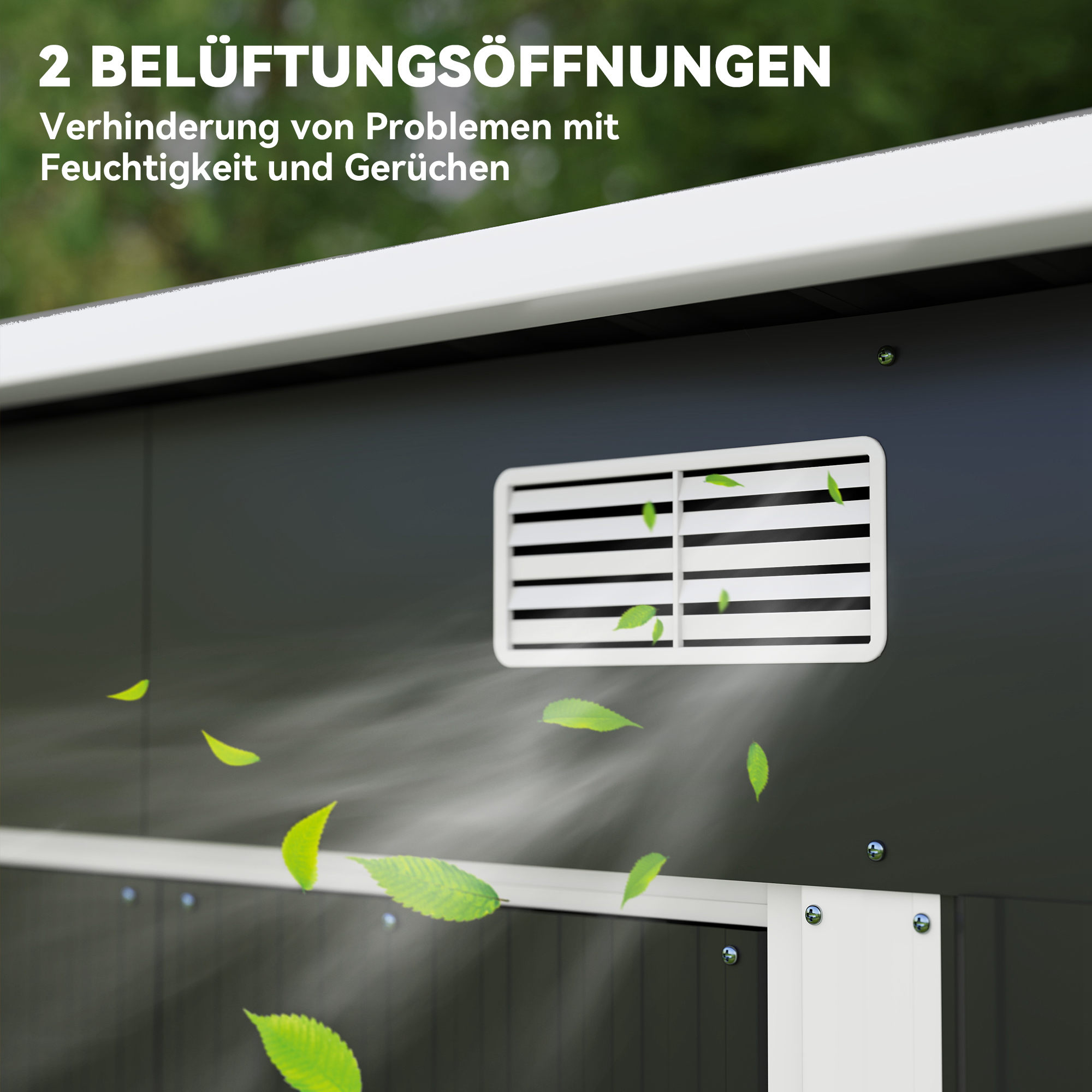 Gerätehaus Metall 2,3 m² 207 x 130 x 182 cm Geräteschuppen mit Pultdach Fenster Bodenrahmen Schwarz