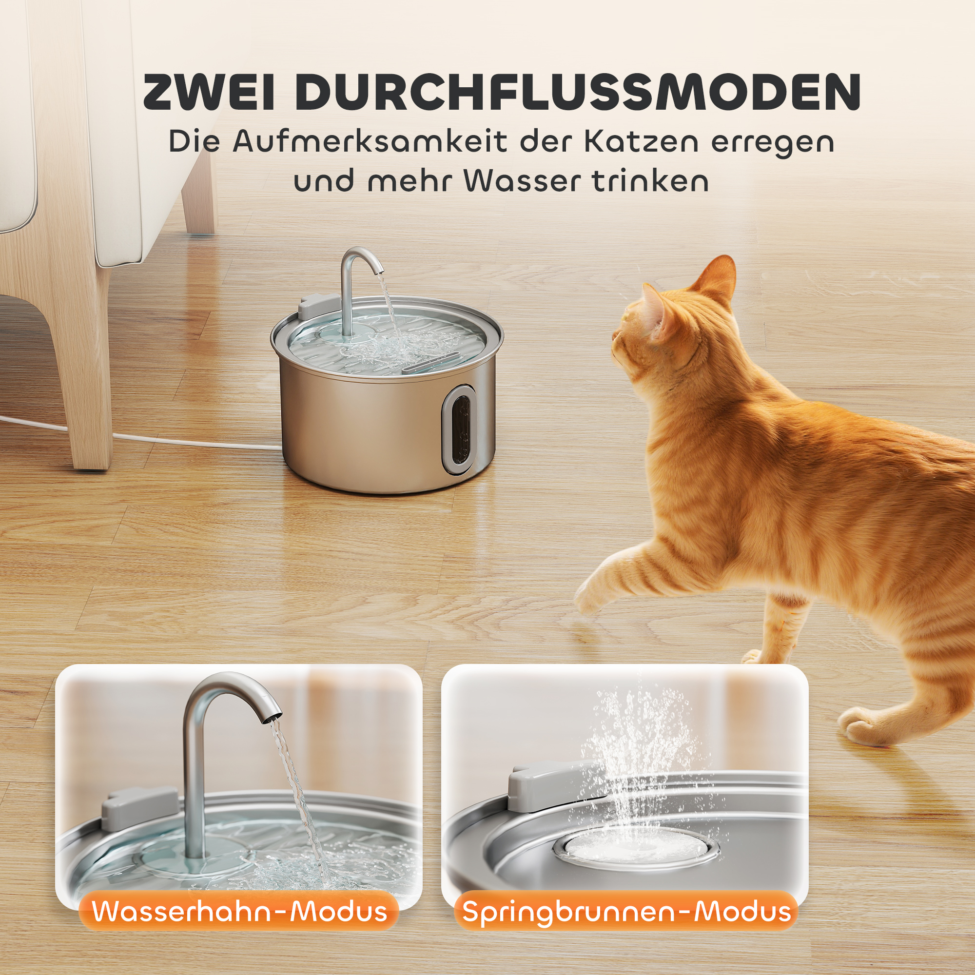 Katzenbrunnen 2,5L Trinkbrunnen für Katzen mit leiser Pumpe LED Aktivkohlefilter 19,4 x 19,4 x 18,7 cm