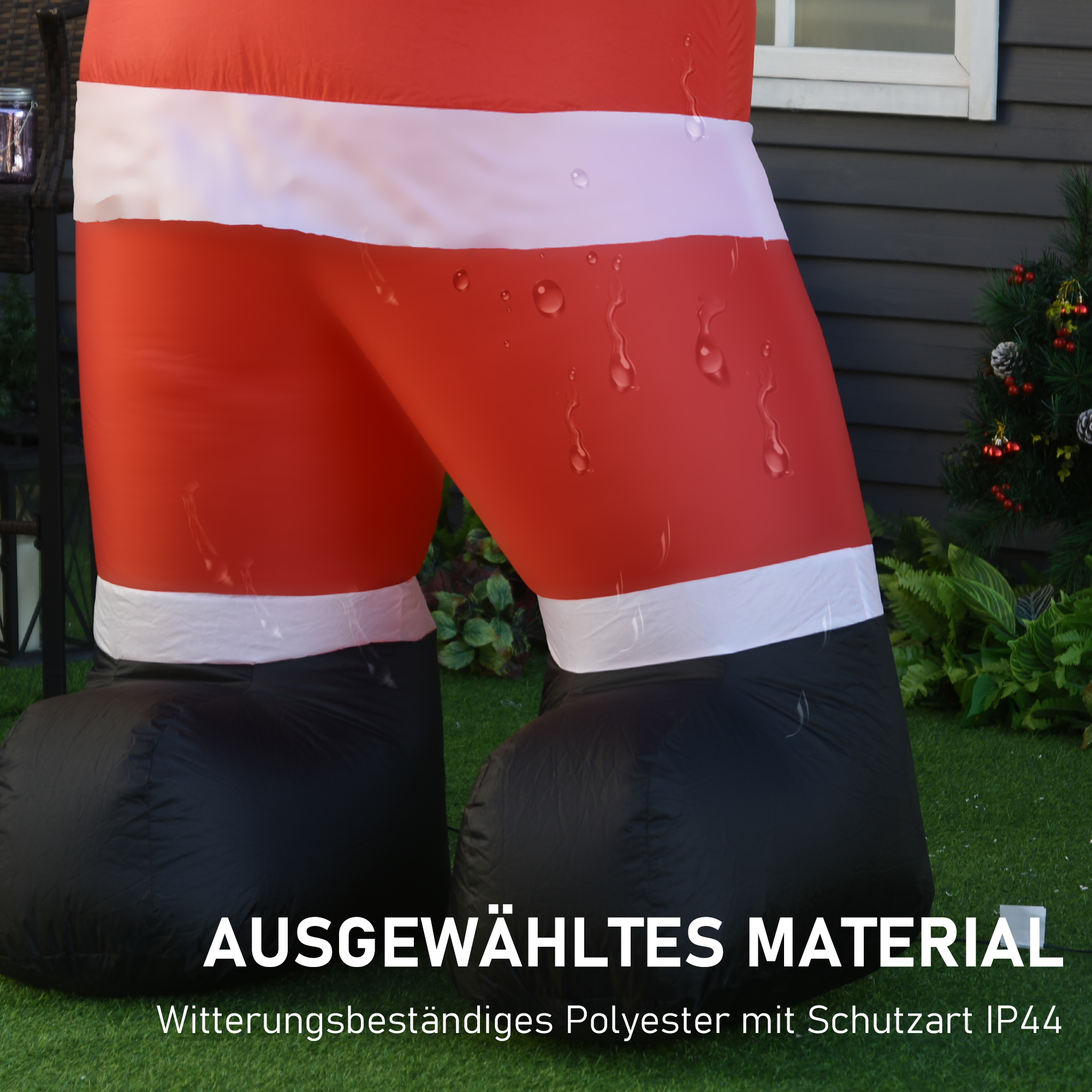 Aufblasbar Weihnachtsdeko, 2,4 m Weihnachtsmann mit LED-Beleuchtung, Zuckerstange für Innen- und Außenbereich