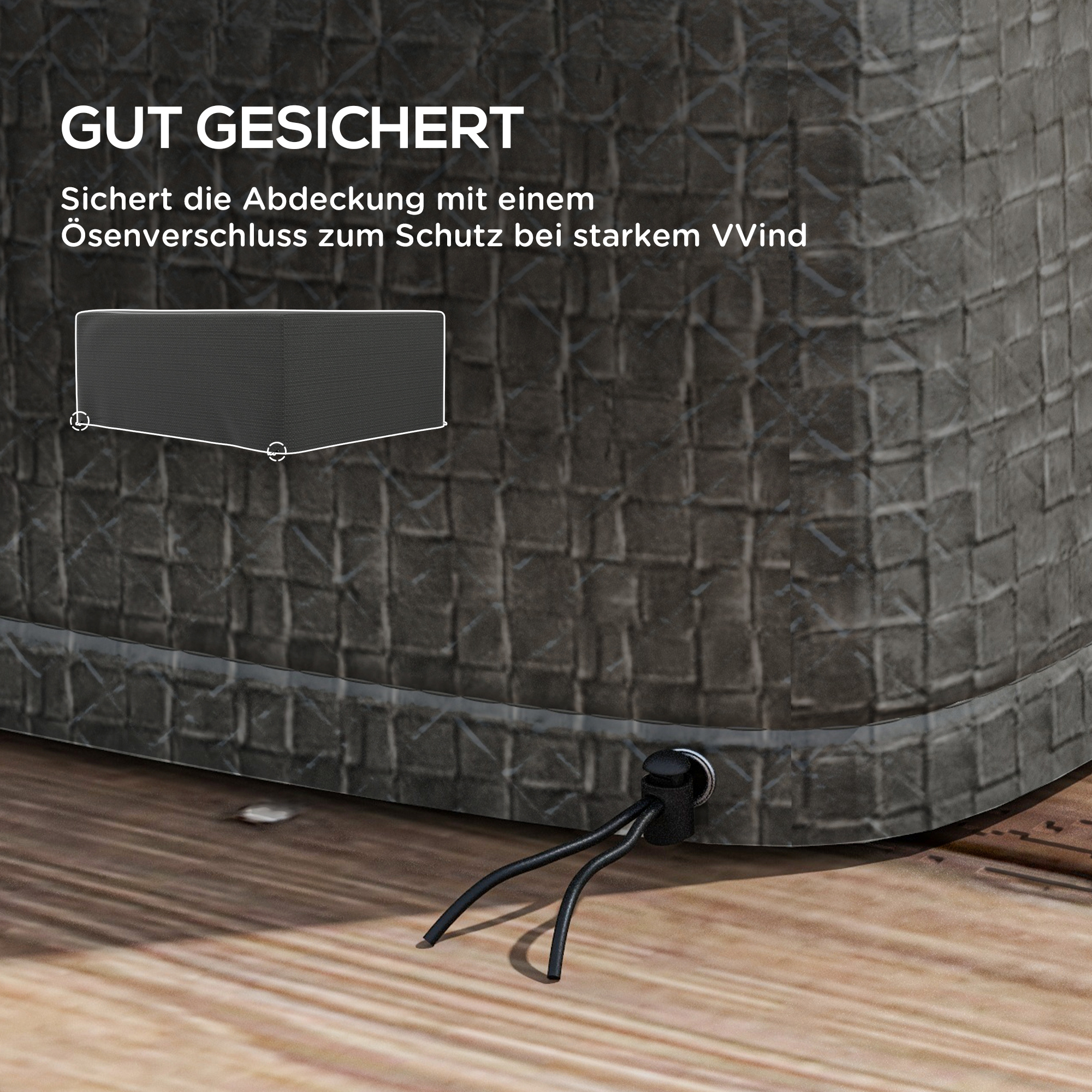 Schutzhülle für Gartenmöbel Winterfest Wasserdicht Abdeckung Anti-UV Abdeckplane 235 x 190 x 90cm Grau