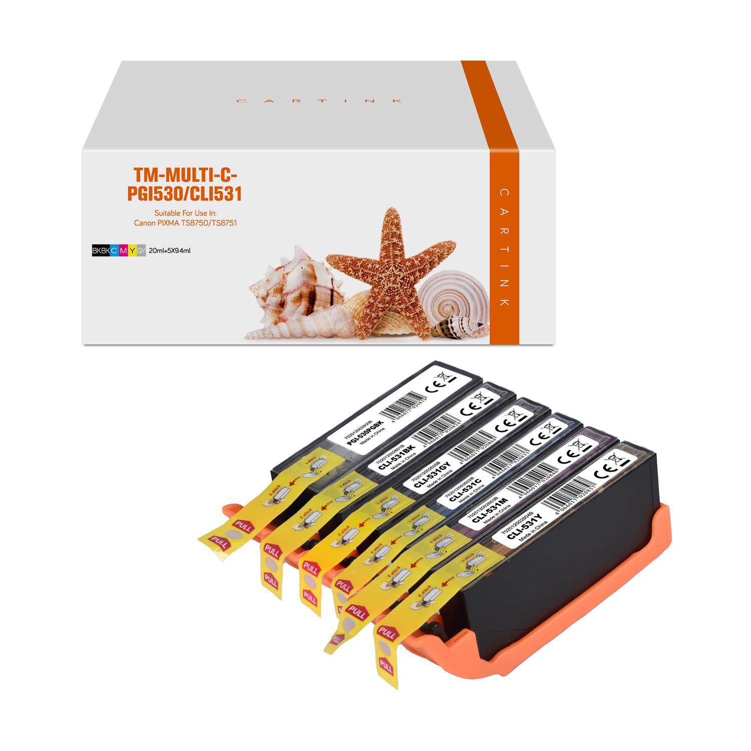 Multipack PGI530/CLI531 alternativ Tinte für Canon / BKCMYGYK  1 x 20ml  5 x 9,4ml