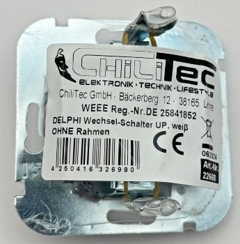 DELPHI Wechsel-Schalter, UP, weiß / 250V~/ 10A, Steckanschluss, OHNE Rahmen