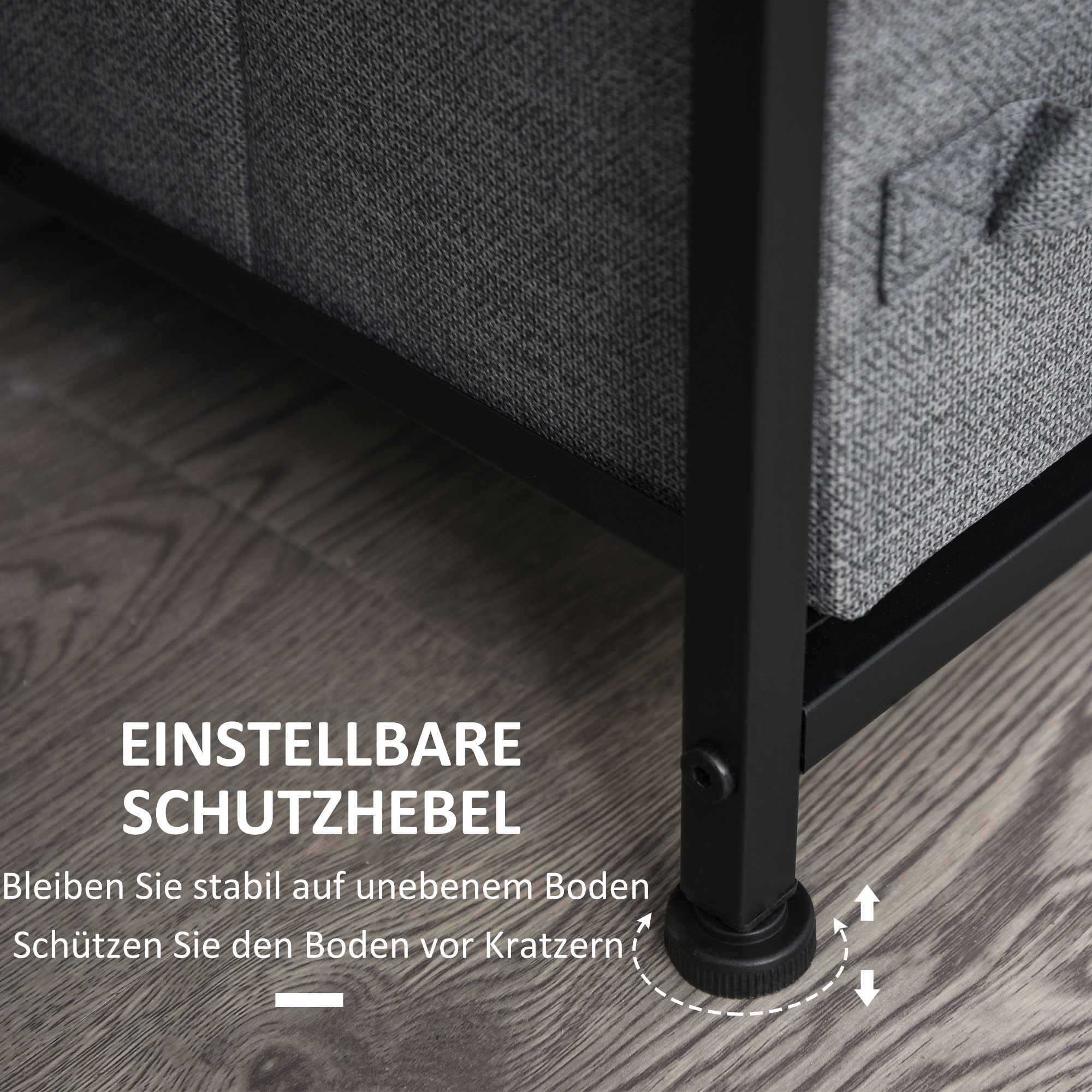 Kommode mit 7 faltbaren Stoffschubladen, Vlies, Metallgestell, 63,5 x 30 x 71 cm, Dunkelgrau