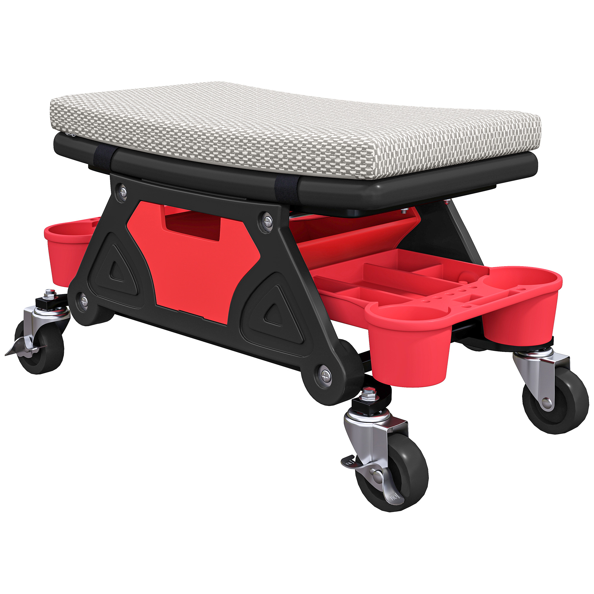 Werkstatthocker mit Rollen Ablagefläche 35cm hoch Rollhocker bis 135 kg belastbar Grau