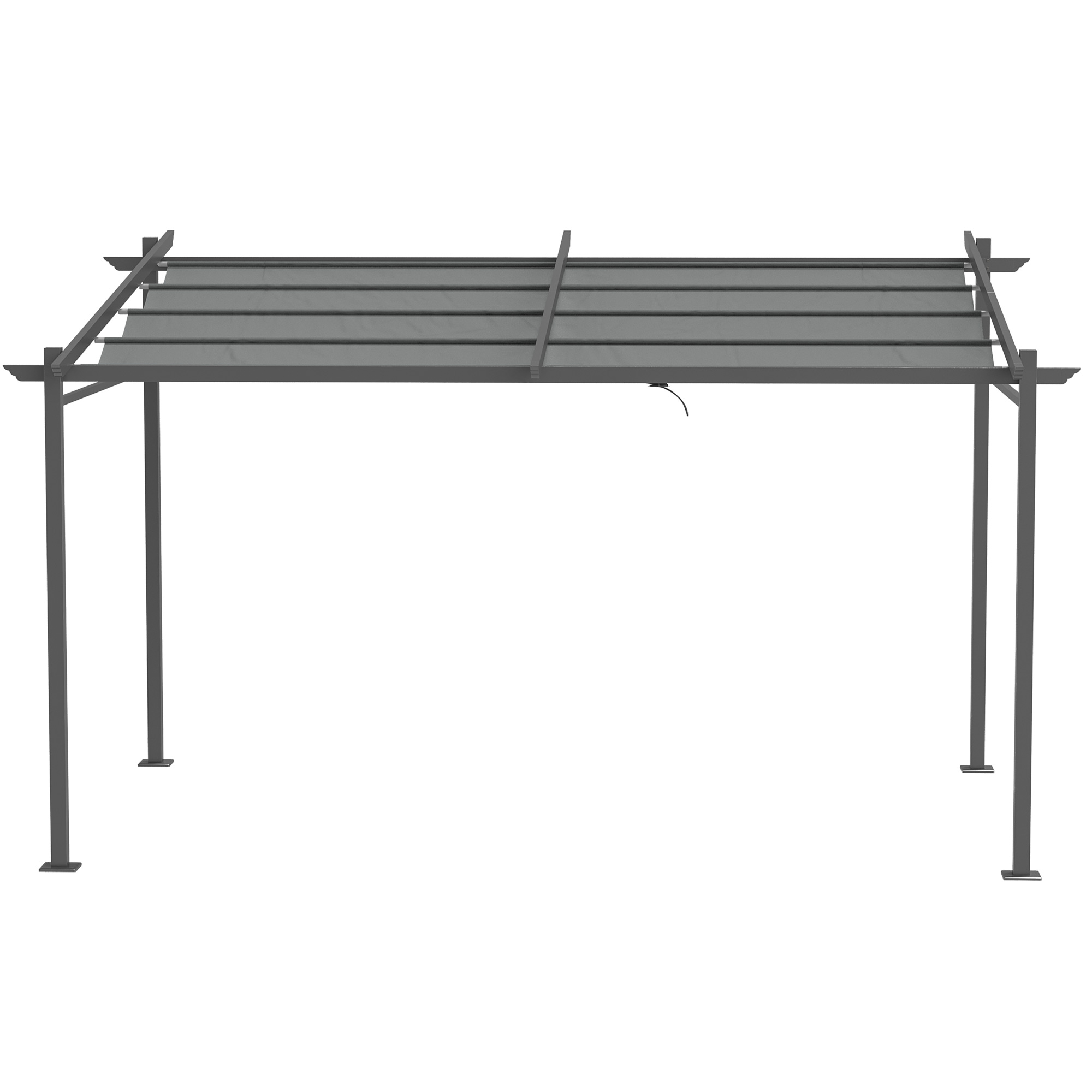 Pergola, inklusive Befestigungsmaterial, ausziehbares Dach, 3,97 m x 2,95 m x 2,3 m, Dunkelgrau