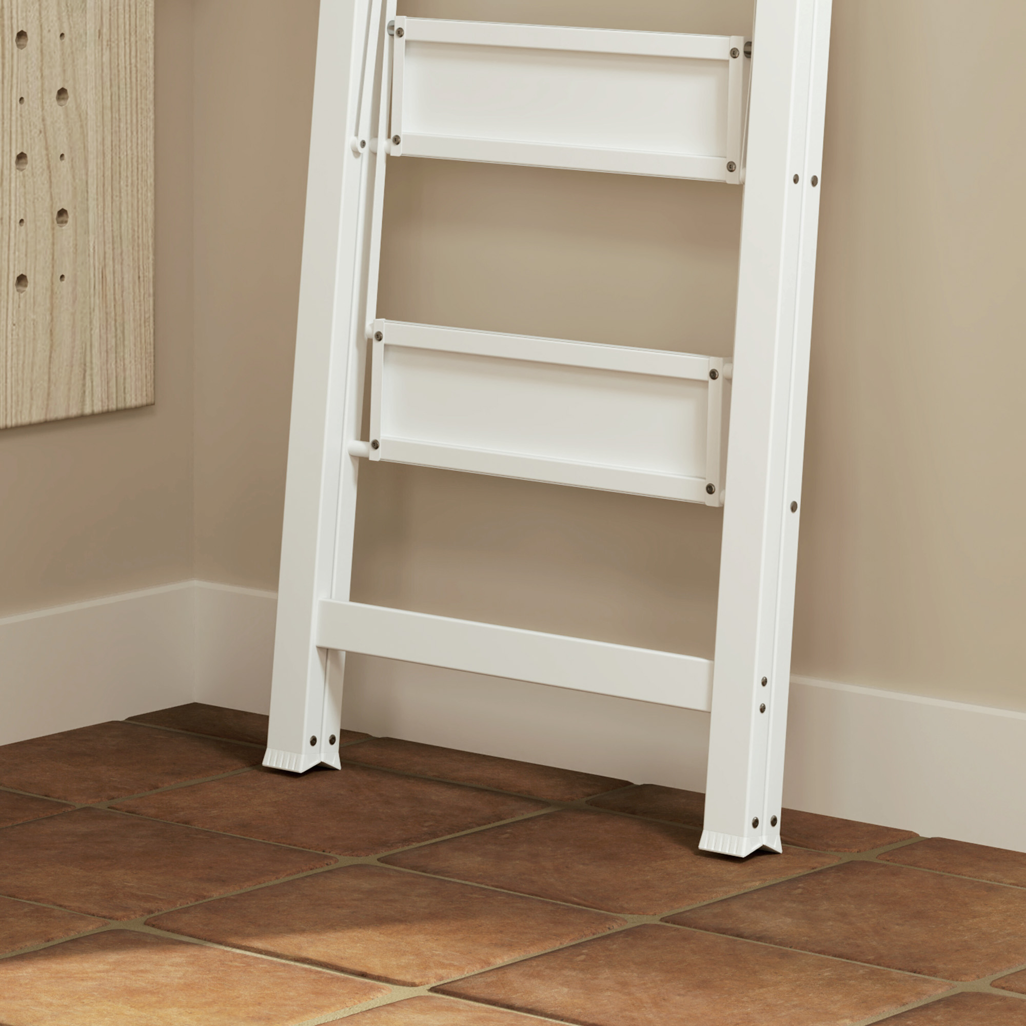3-stufige Trittleiter, Aluminum faltbar, rutschfeste Plattform, Weiß