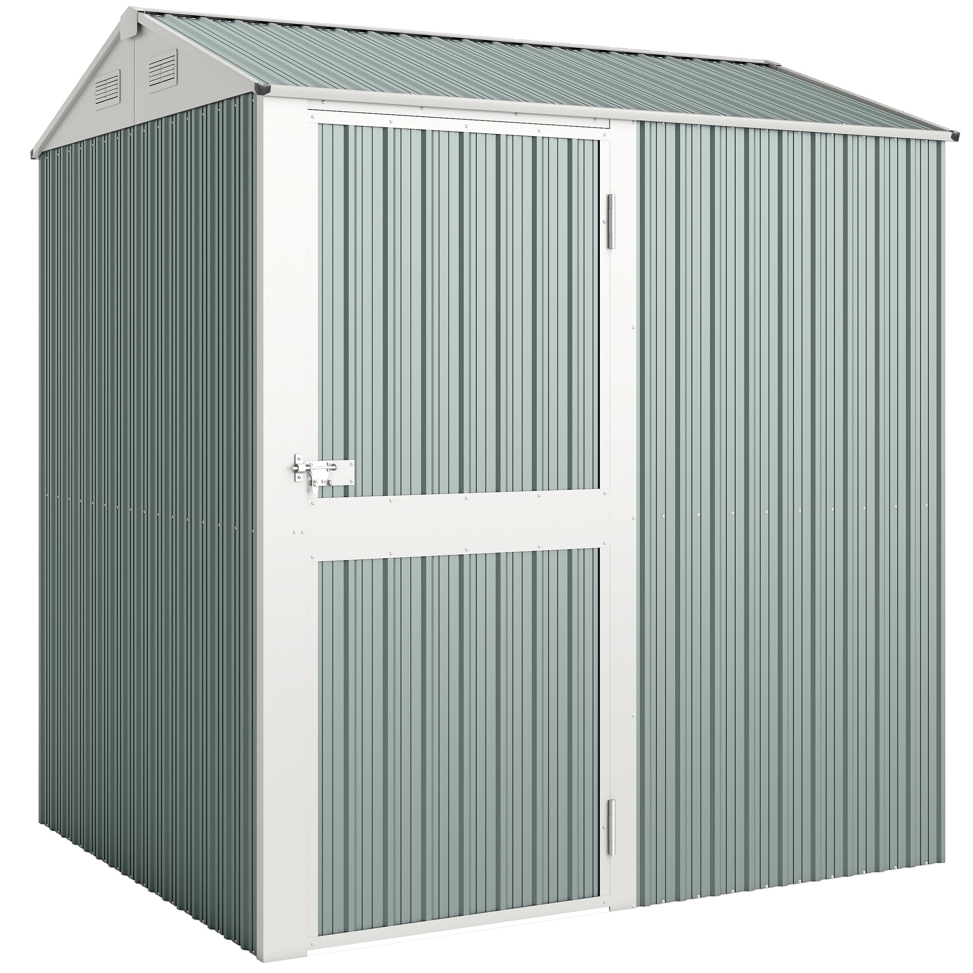 Metall Gerätehaus 3,5 m², Hoher Abschließbar Geräteschuppen mit Sattedach Lüftungen Handschuhen, 209 x 177 x 236 cm