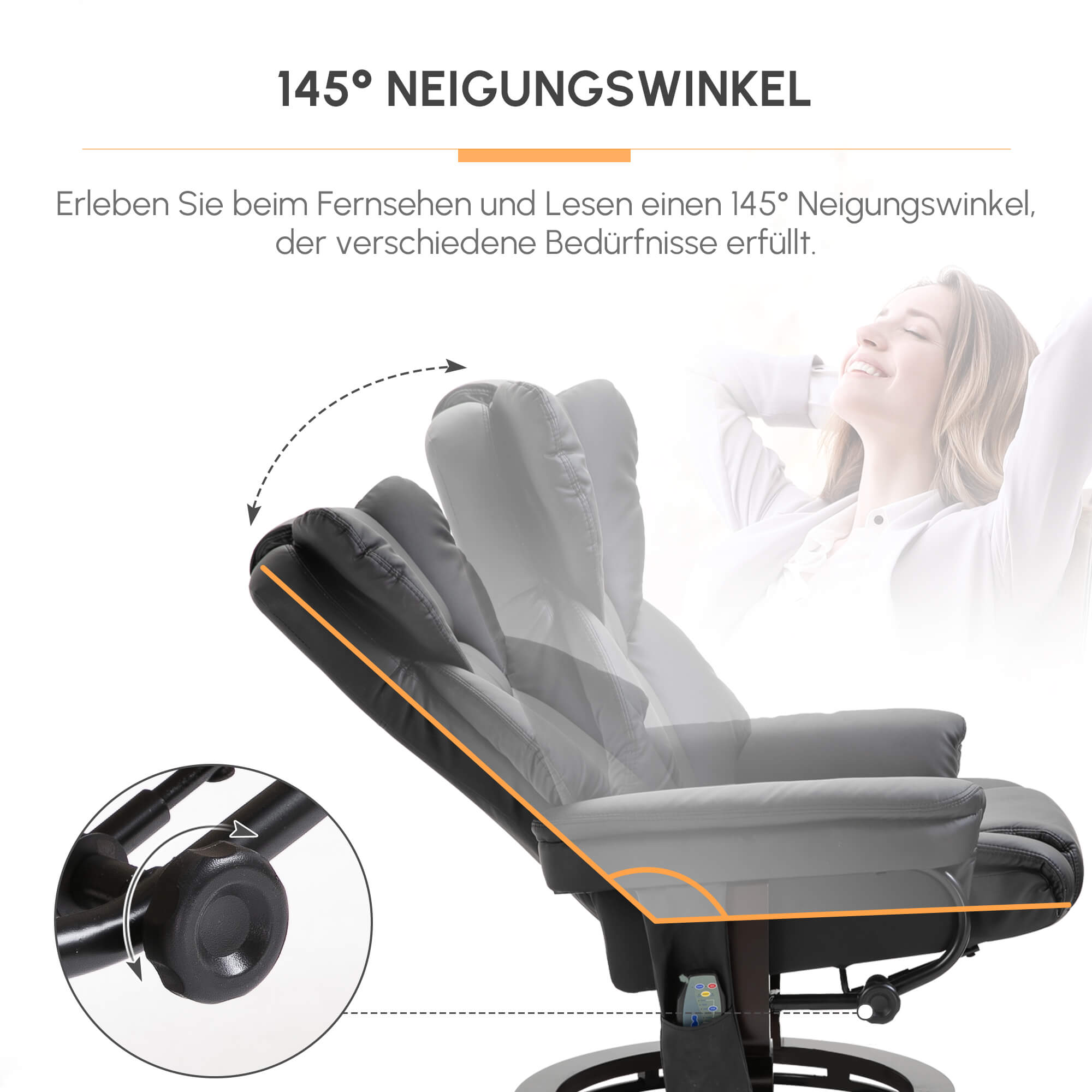 Relaxsessel mit Massagefunktion Fußhocker Liegefunktion Kunstleder 79 x 82 x 101 cm