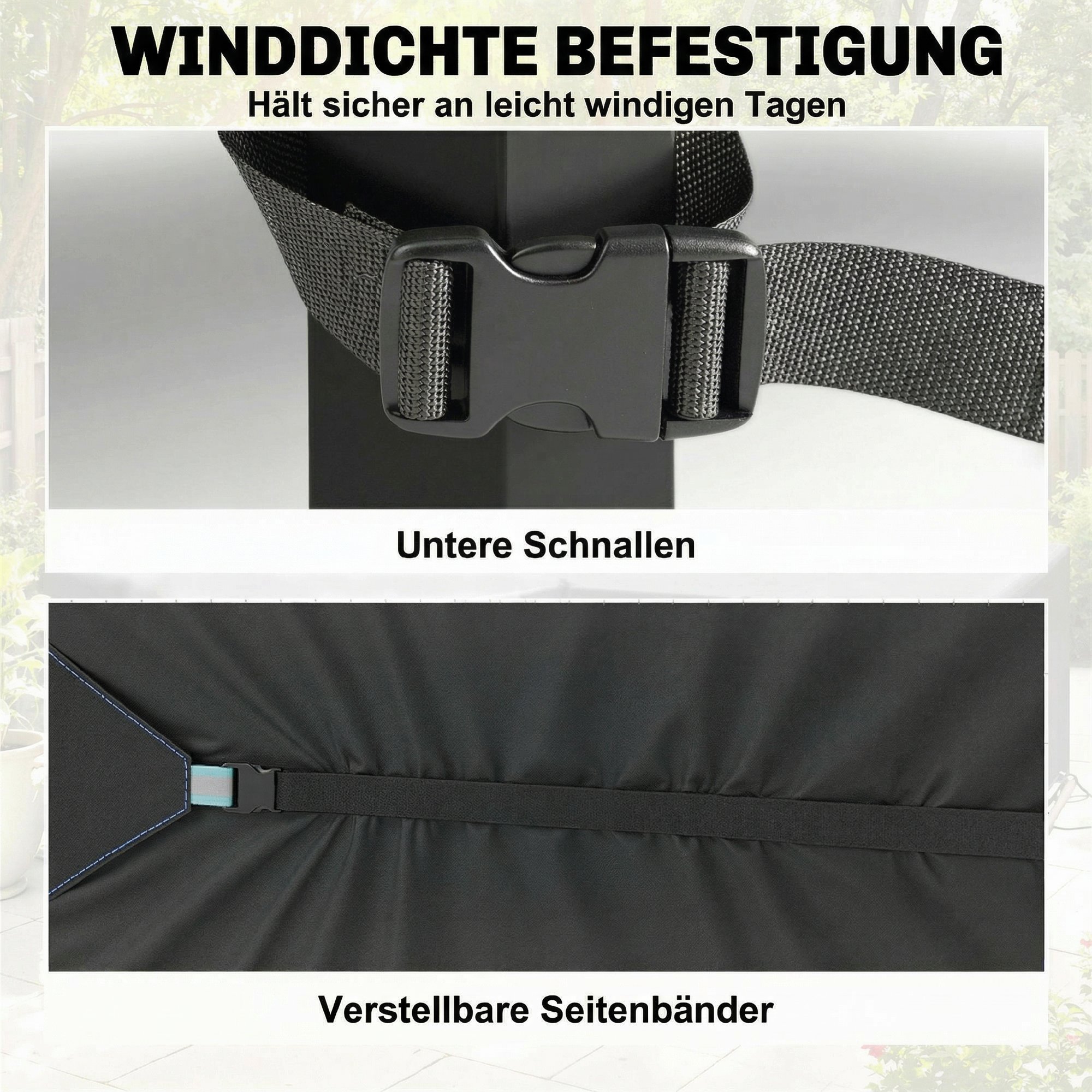 Schutzhülle für Gartenmöbel Winterfest Wasserdicht Winddicht Anti-UV Abdeckplane 420D Oxford Gewebe 180x120x74cm Schwarz