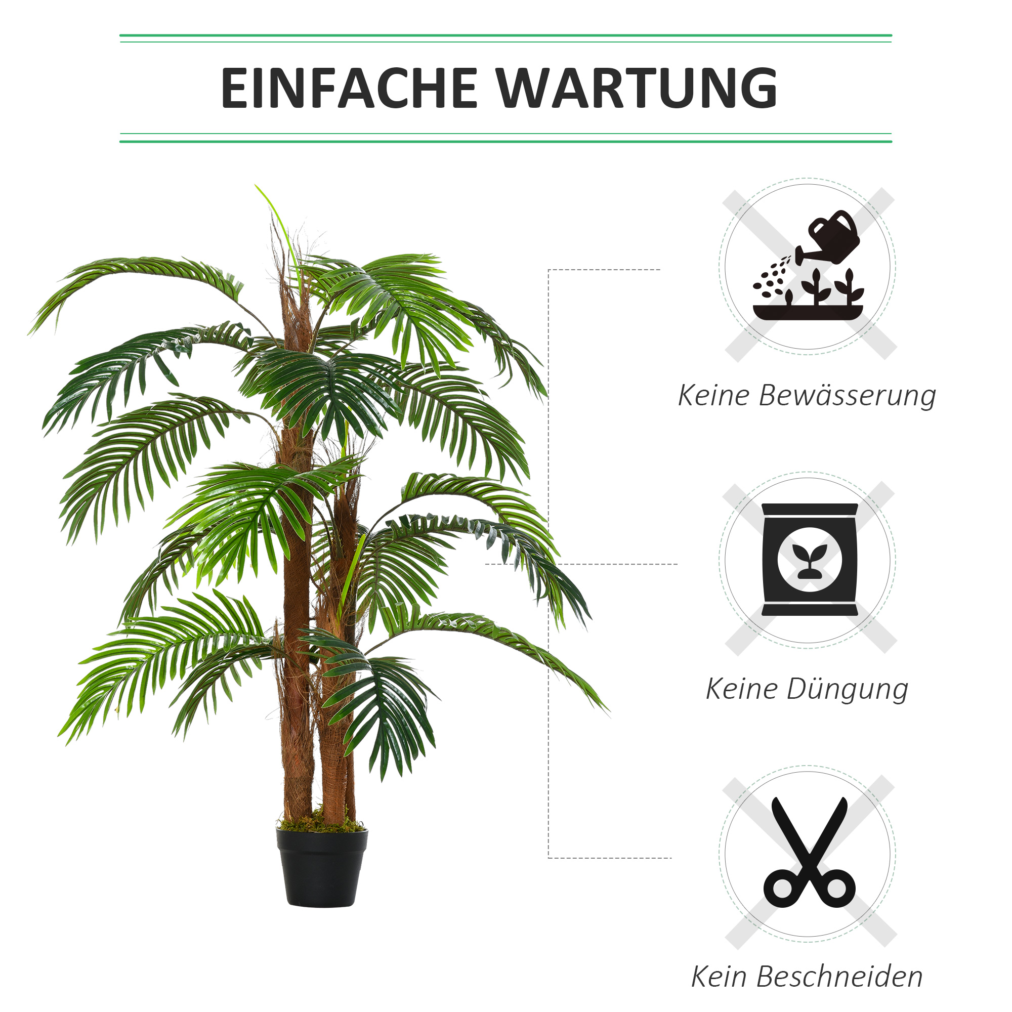 künstliche Pflanzen 120 cm künstlicher Palmen Palme Kunstpflanze Kunstbaum Kunstpflanzen im Topf Zimmerpflanze Dekopflanze Büropflanze Kunststofftopf für drinnen und draußen