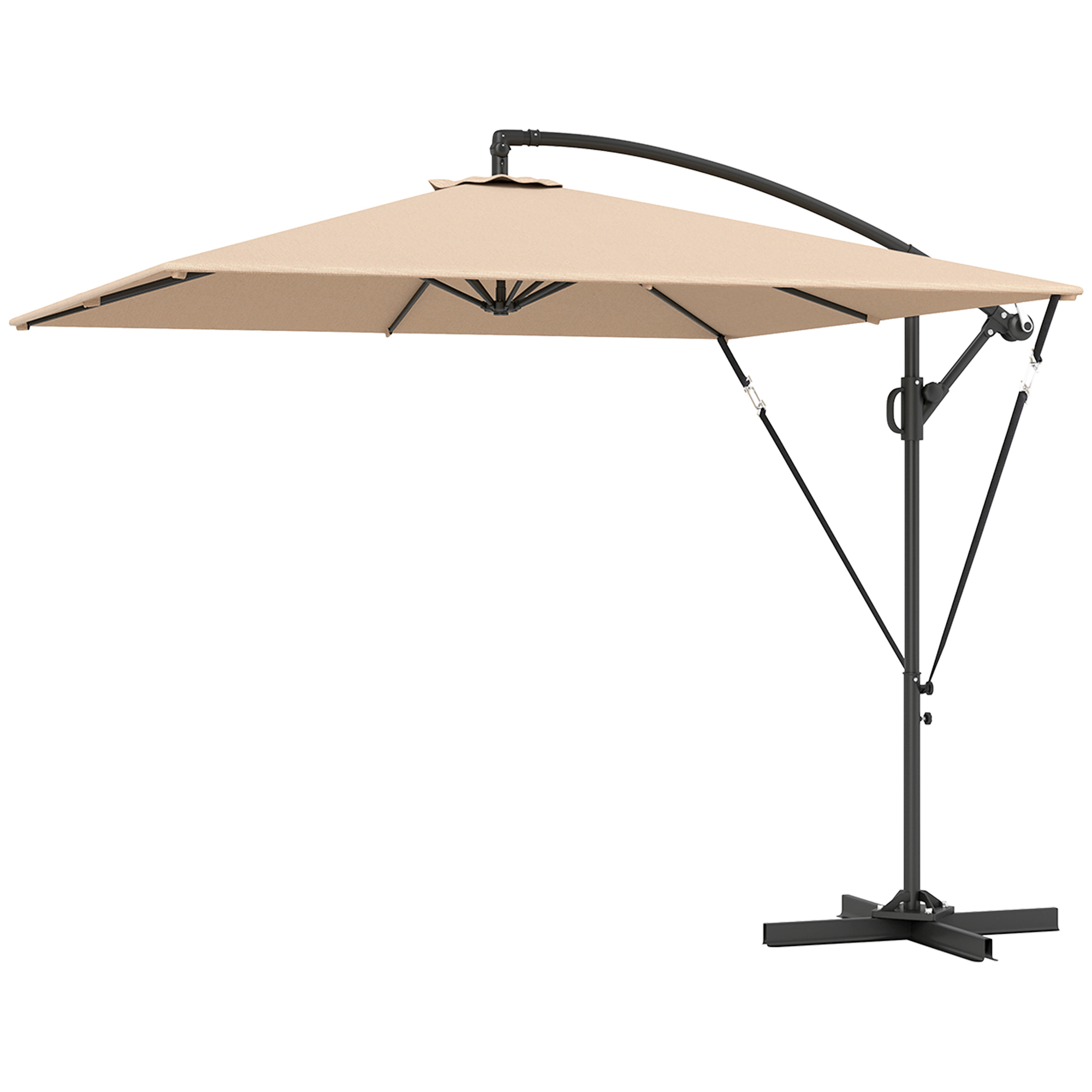 Ampelschirm Ø260 cm Sonnenschirm mit UV-Schutz 50 wasserabweisend Kurbelschirm mit Ständer, Khaki