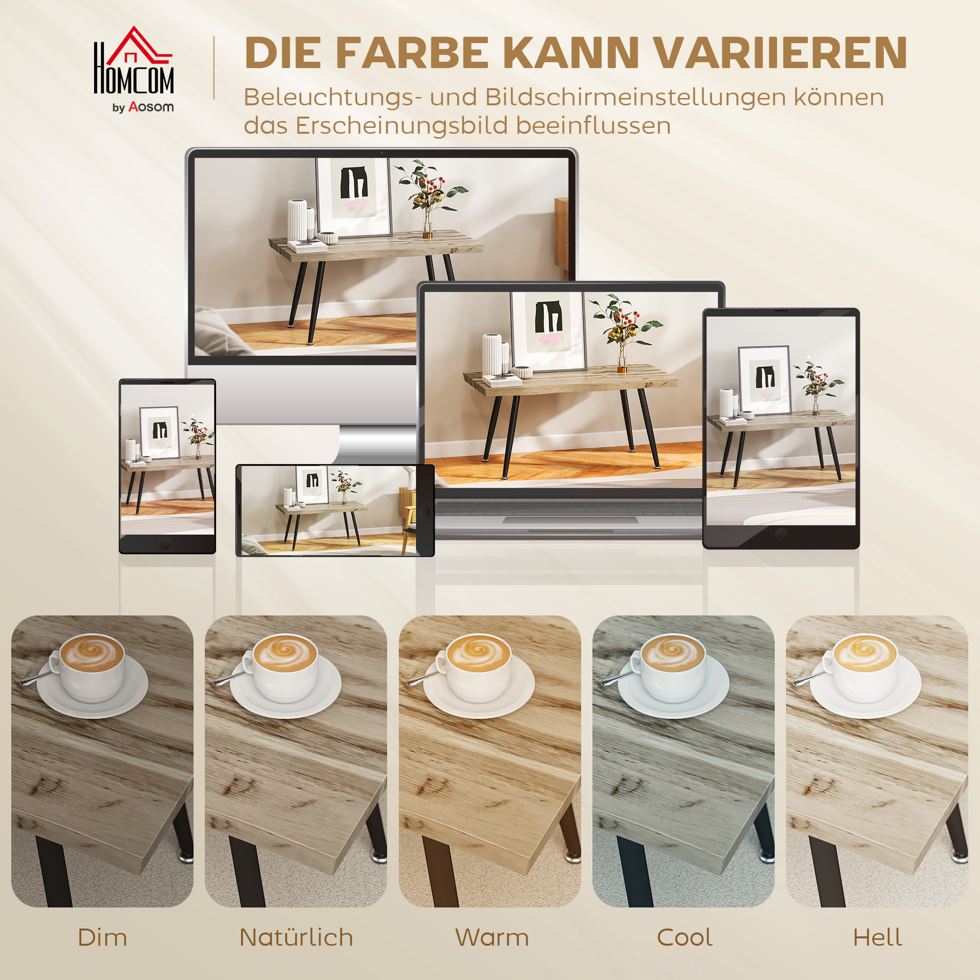 Couchtisch Beistelltisch mit Stahlbeine, 4 cm dicker Tischplatte Wohnzimmertisch 100 x 50 x 45 cm Eiche+Schwarz