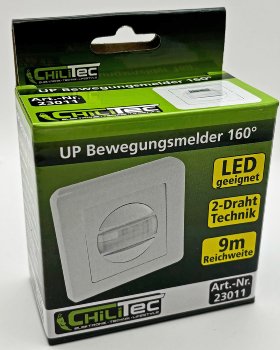 Unterputz PIR-Bewegungsmelder 160° Pro, LED geeignet, 2-Draht Technik, weiß