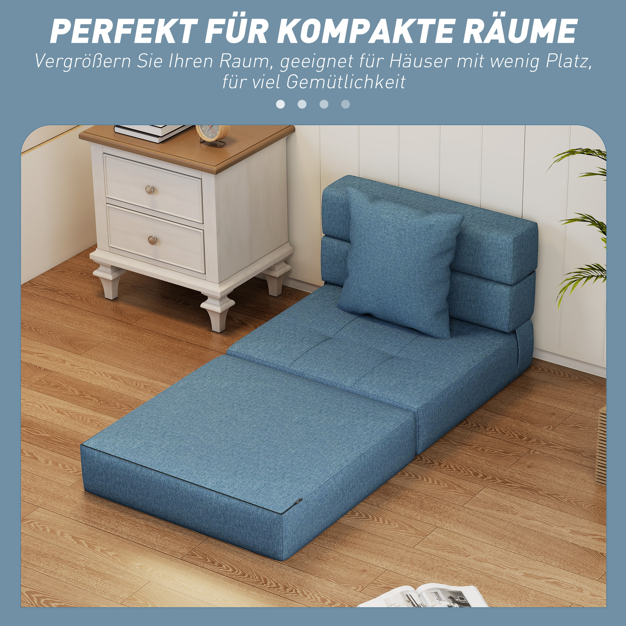 Schlafsessel Relaxsessel Gästebett. abnehmbarer Bezug, 70 cm x 70 cm x 61 cm, Dunkelblau