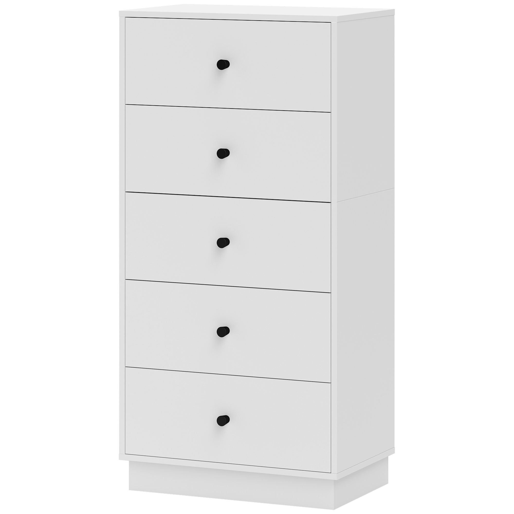Kommode Sideboard mit 5 Schubladen Schrank aus Holzwerkstoff im Modern Stil 47 x 29 x 95 cm Weiß
