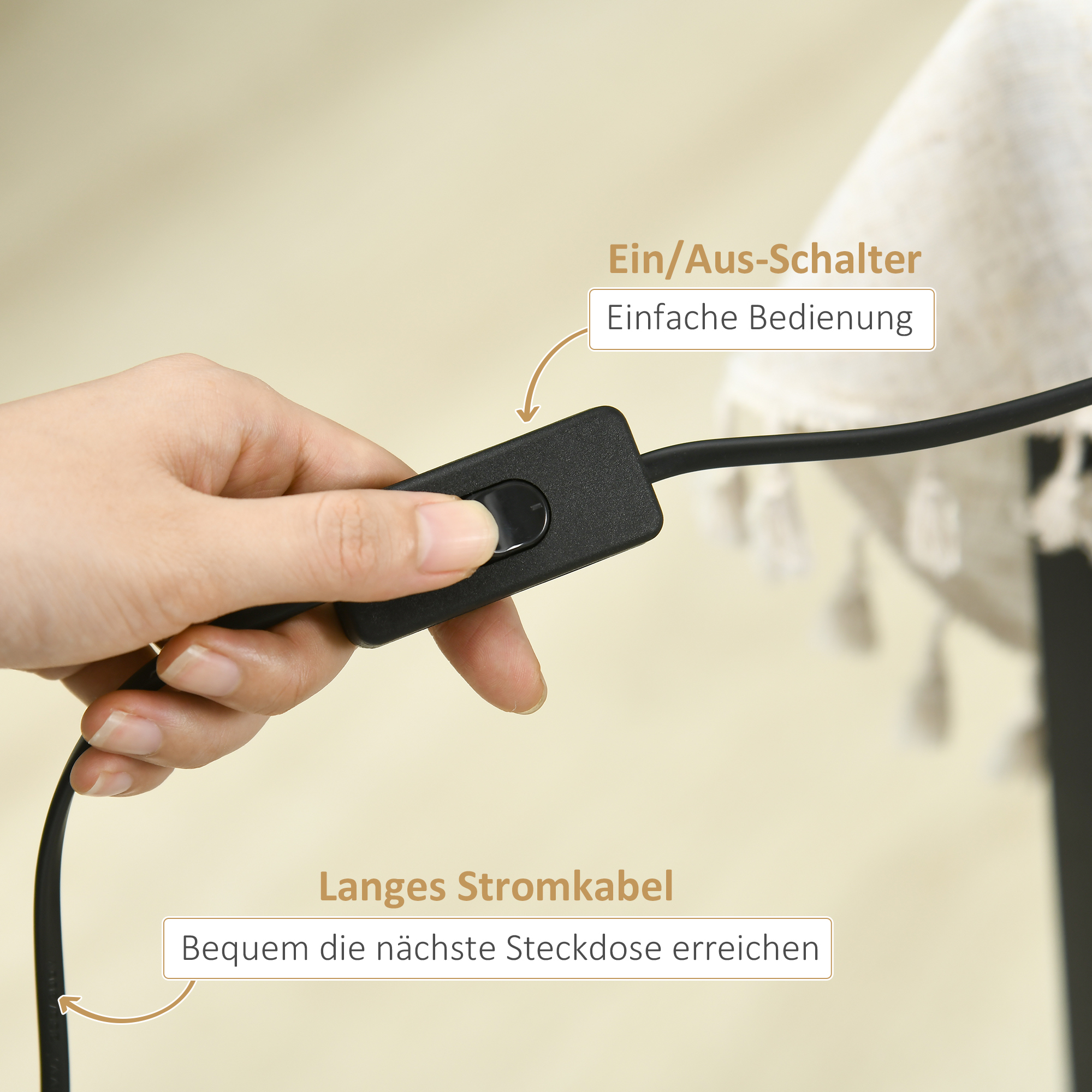 Schreibtischleuchte in Vintage-Design, Bambus, verstellbarer Schwenkarm, Weiß + Natur