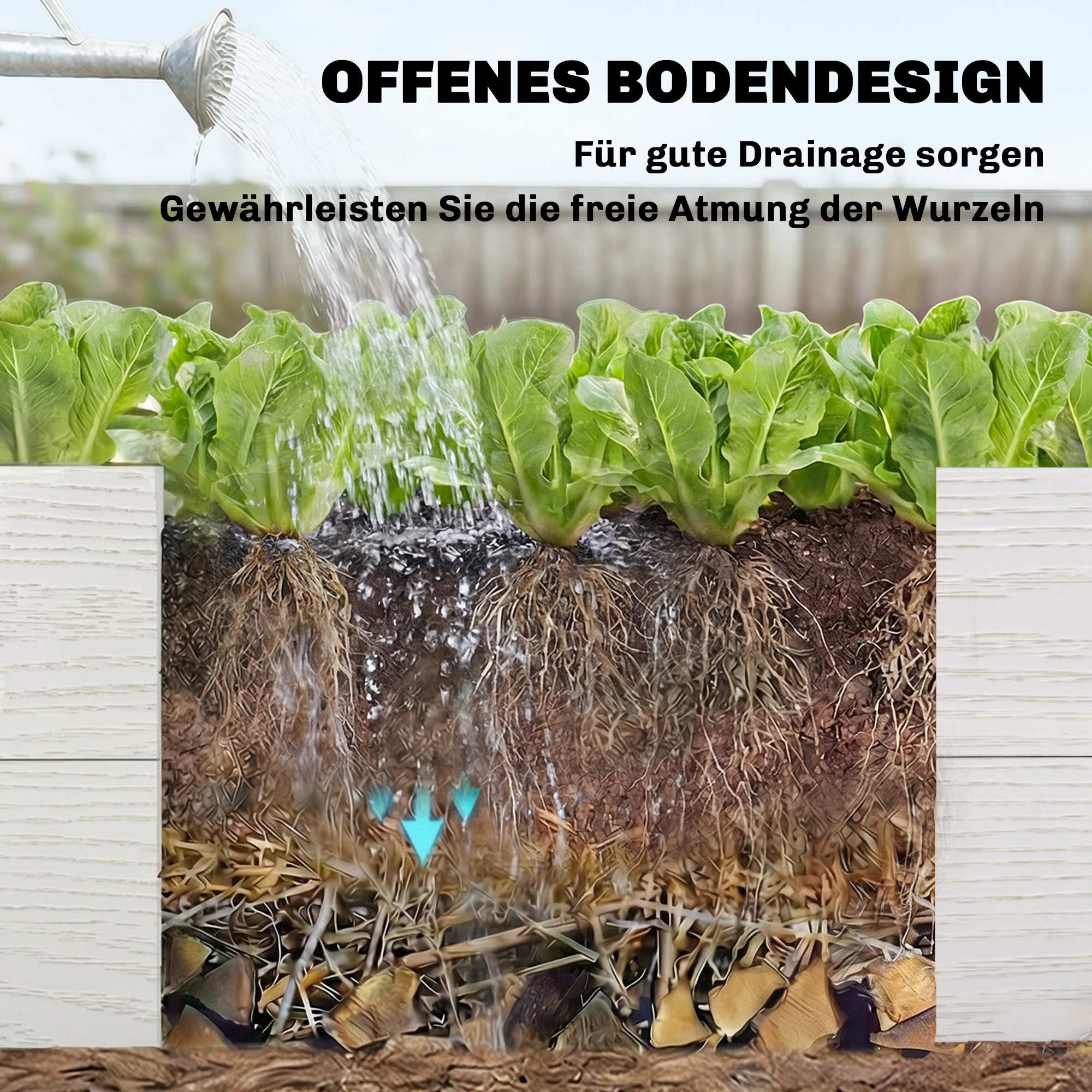 Hochbeet 3-stufig Stapelbar Gartenbeet mit Offenem Boden, modulares Kräuterbeet DIY Montage Kunststoff