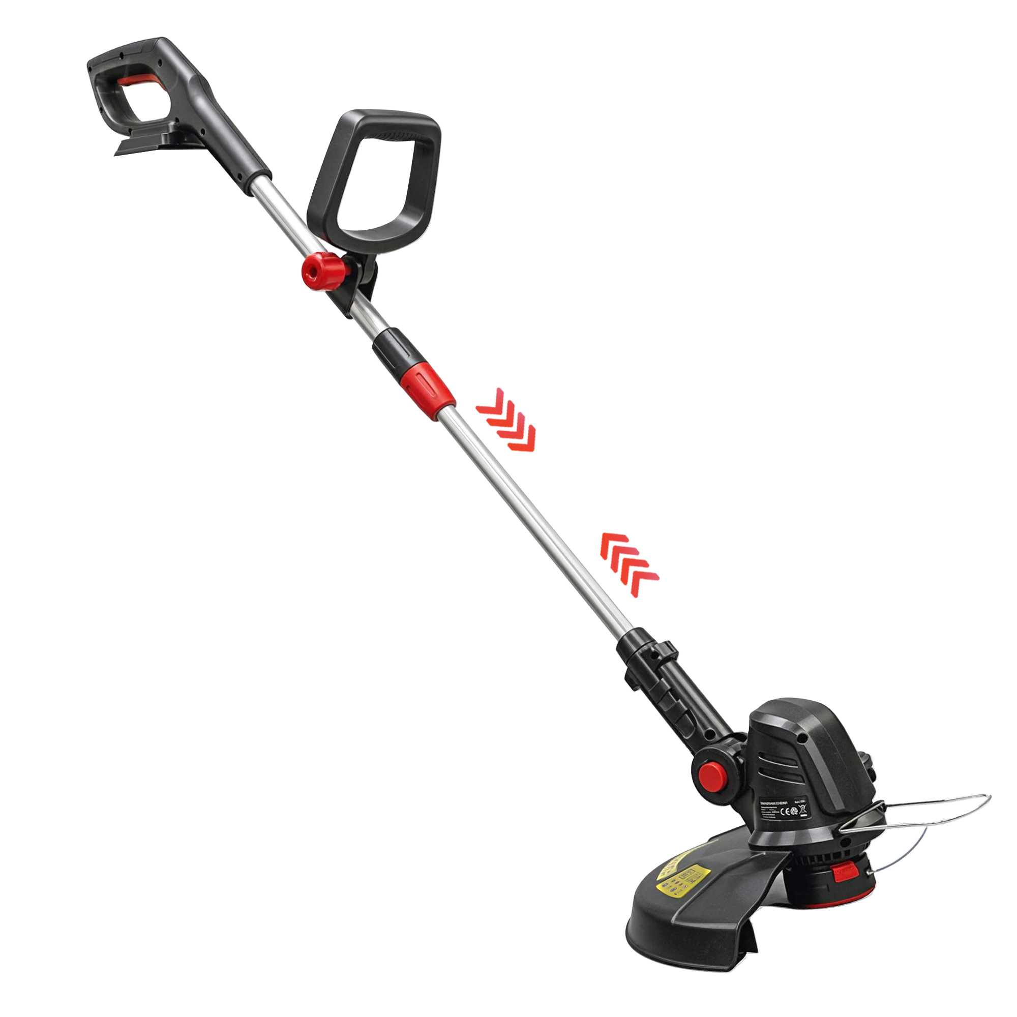 Akku Rasentrimmer 2-in-1 Freischneider mit 30 cm Schnittbreite Verstellbar Griff neigbar Motorkopf für Garten Hof Silber