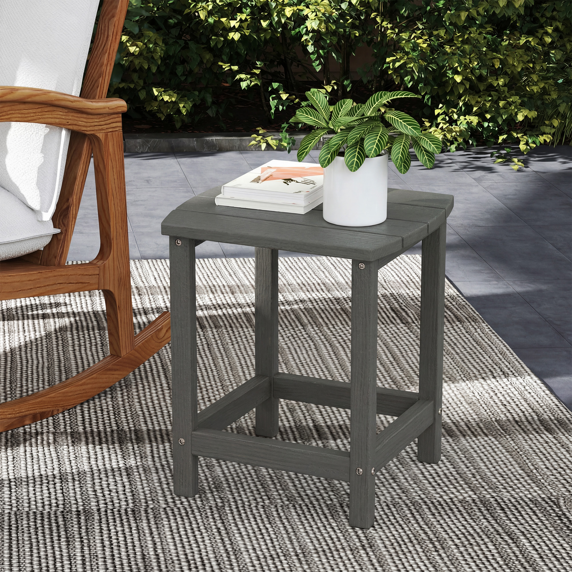 Gartentisch, Wetterfest Balkontisch aus HDPE, Esstisch Outdoor Campingtisch für Garten Terrasse Balkon 48x37x46 cm Grau