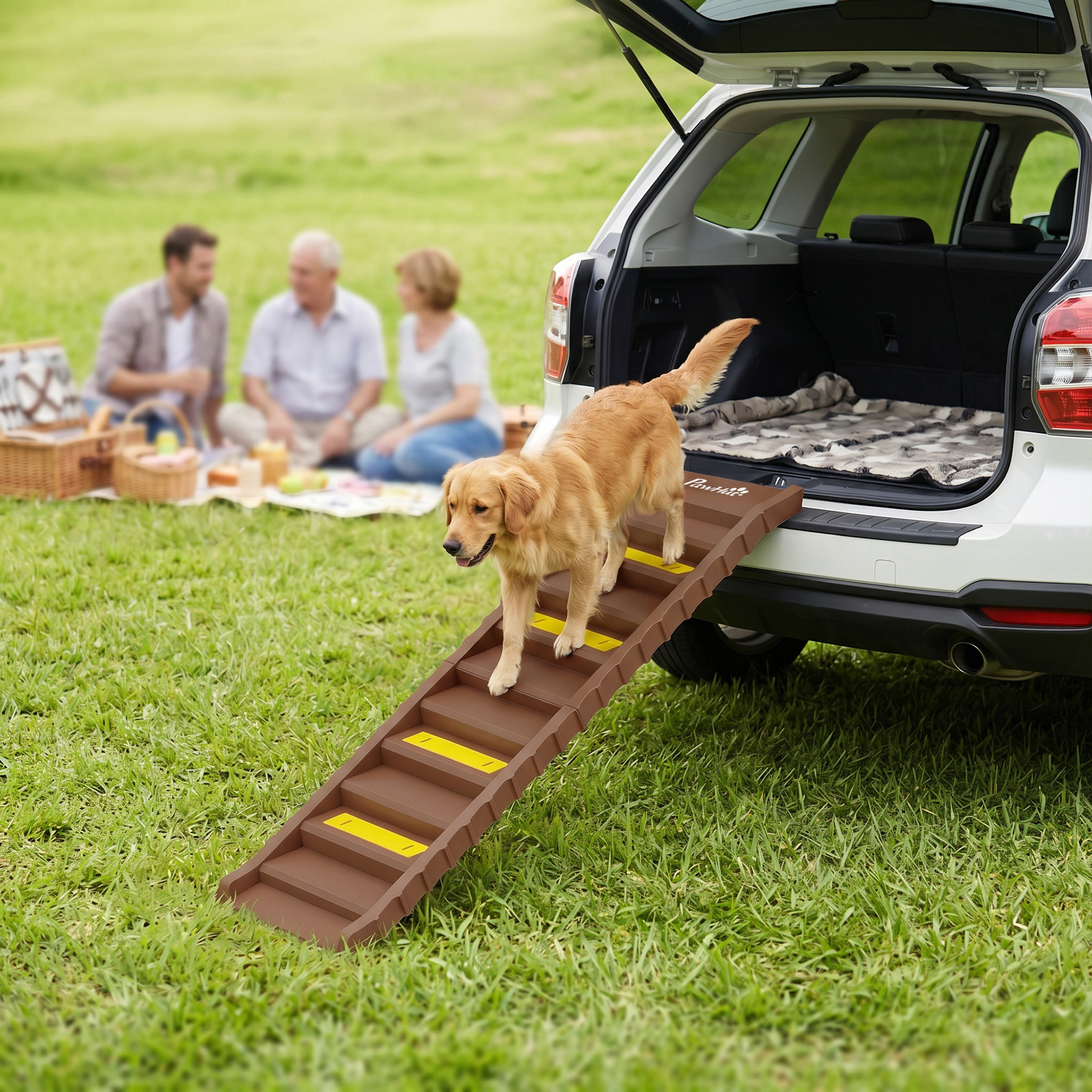 Hunderampe Auto klappbar Hundetreppe mit 10 Stufen Rutschfester Oberfläche, 154x40cm ür mittelgröße Hunde bis 25kg
