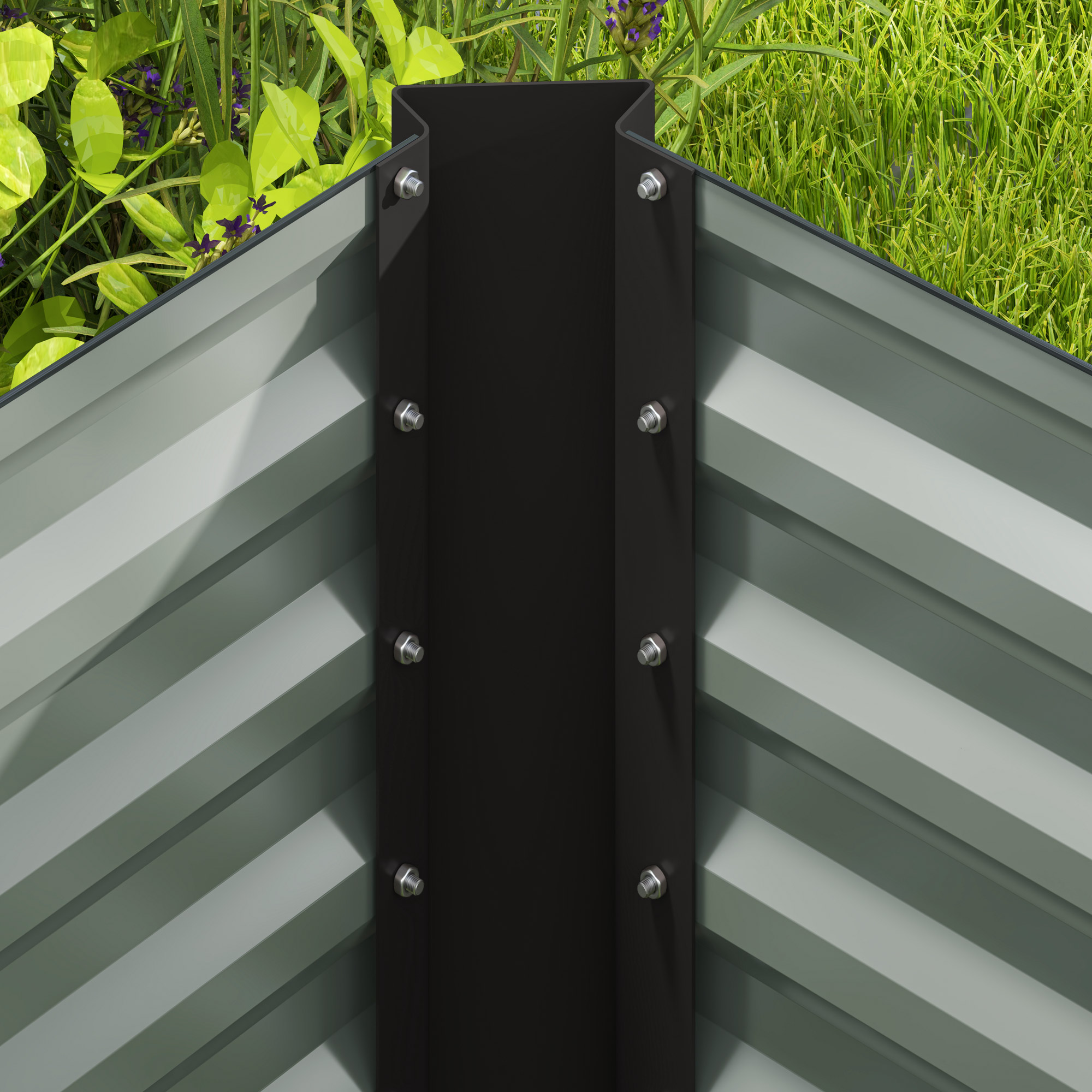 Hochbeet 2er-Set, Pflanzkasten, extra tief, Metall, 120 x 60 x 60 cm Dunkelgrau