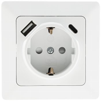 MILOS Schutzkontakt-Steckdose, matt weiß, 230V~/ 16A, Unterputz, USB-C / PD