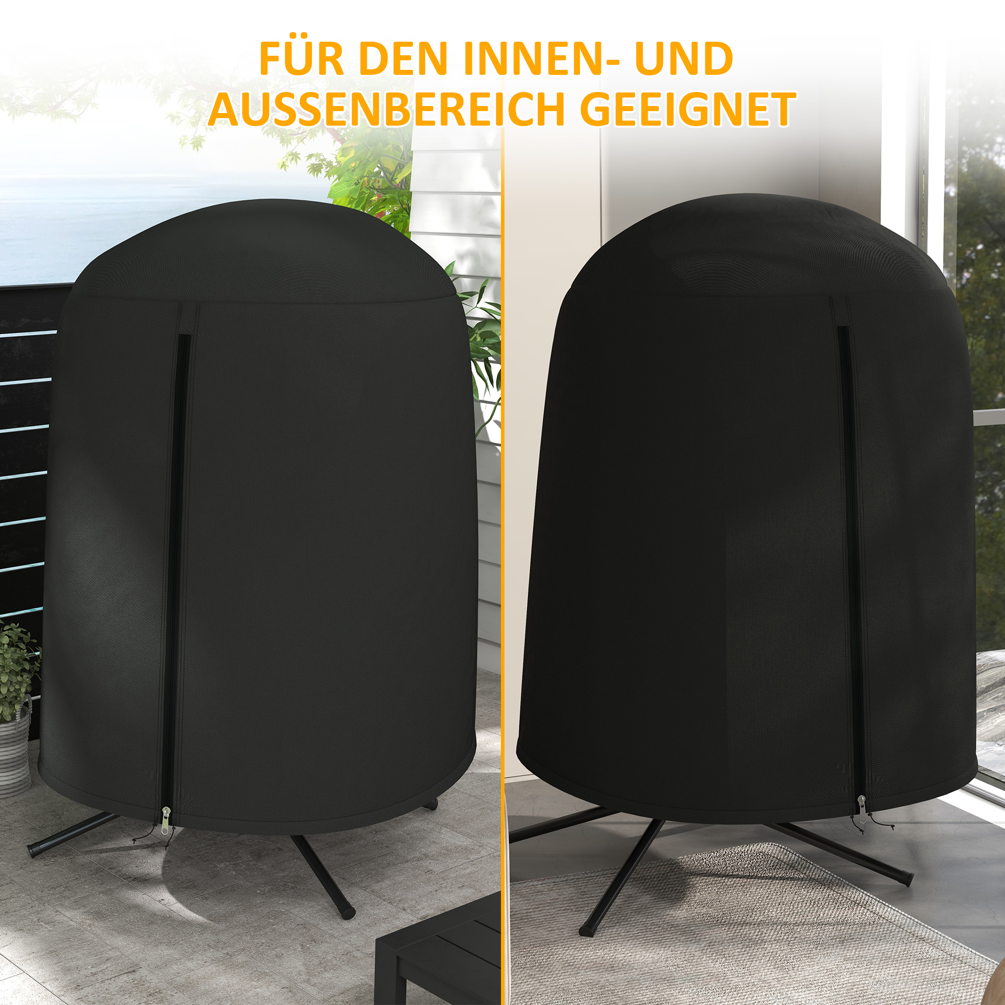 Schutzhülle für Hängesessel, wasserdicht, staubdicht, Polyester, Ø128 x 190 cm, Schwarz