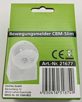 Aufputz Bewegungsmelder "CBM-Slim" 180°, LED geeignet, IP44, 1-800W, weiß