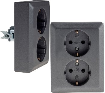 MILOS Schutzkontakt-Steckdose 2-fach - 250V~/ 16A, 1x UP, anthrazit MILOS Schutzkontakt-Steckdose 2-fach - 250V~/ 16A, 1x UP, anthrazit