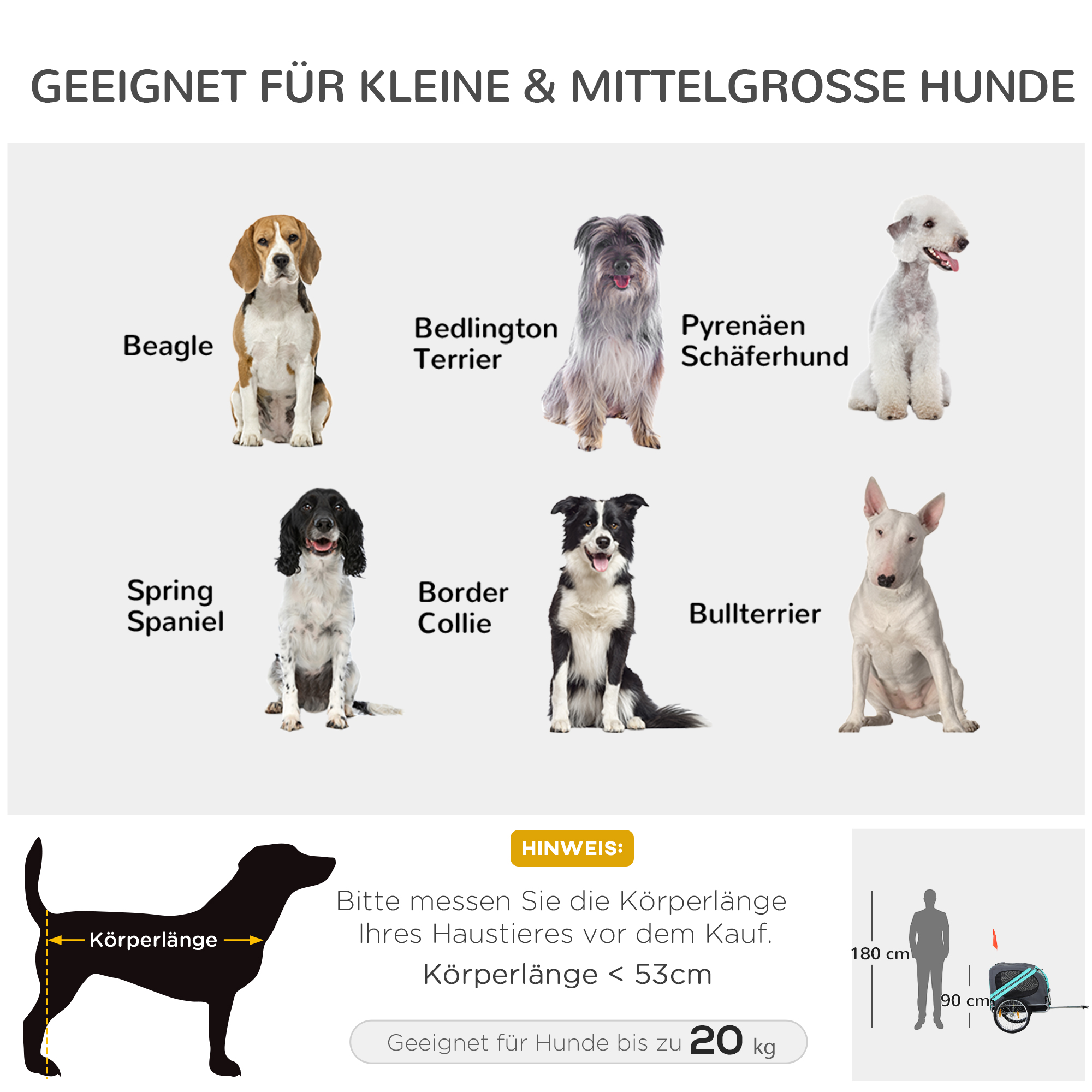 Haustieranhänger Hundeanhänger Fahrradanhänger bis 20kg klappbar Reflektor Regenschutz Stahl Grau + Grün 130 x 73 x 90cm