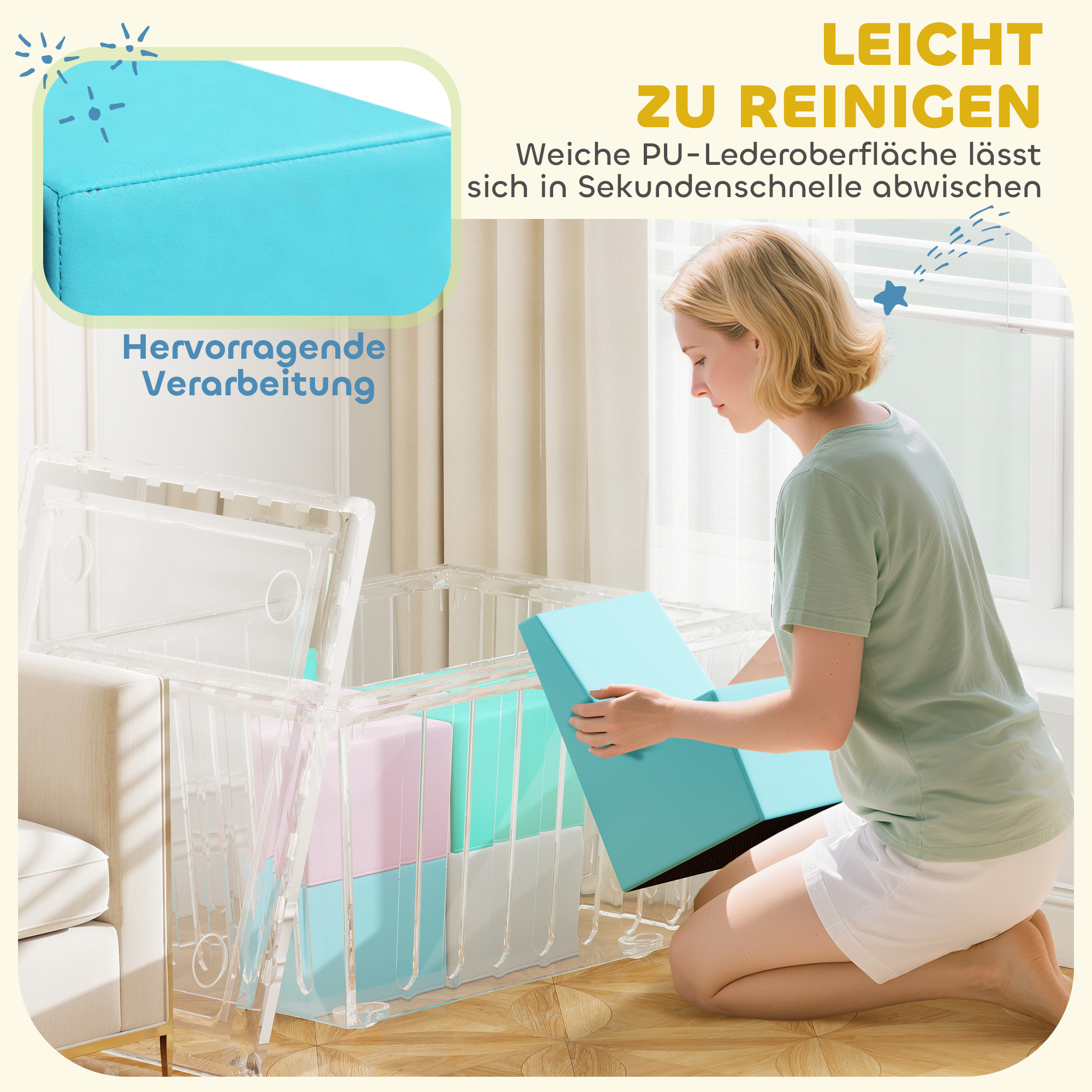 8 TLG. Schaumstoff Bausteine Kinder Softbausteine mit Tisch- und Stuhldesign klettern Bauklötze aus PU Mehrfarbig