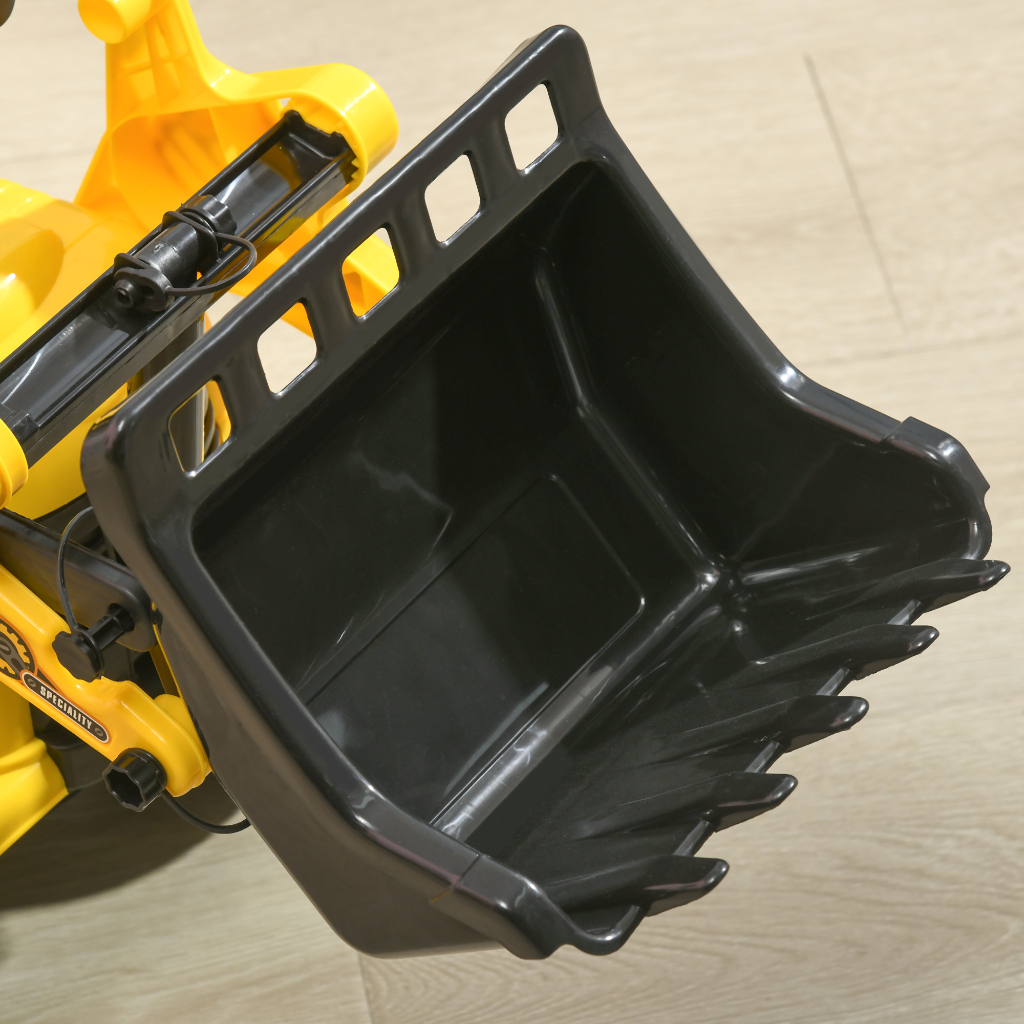 Sitzbagger Aufsitzbagger mit Schaufel Kinderbagger mit Stauraum unter Sitz Rutschauto Spielzeugbagger zum Sitzen bis 30kg, Draufsitzen für Kinder 1,5-4 Jahre Gelb+Schwarz