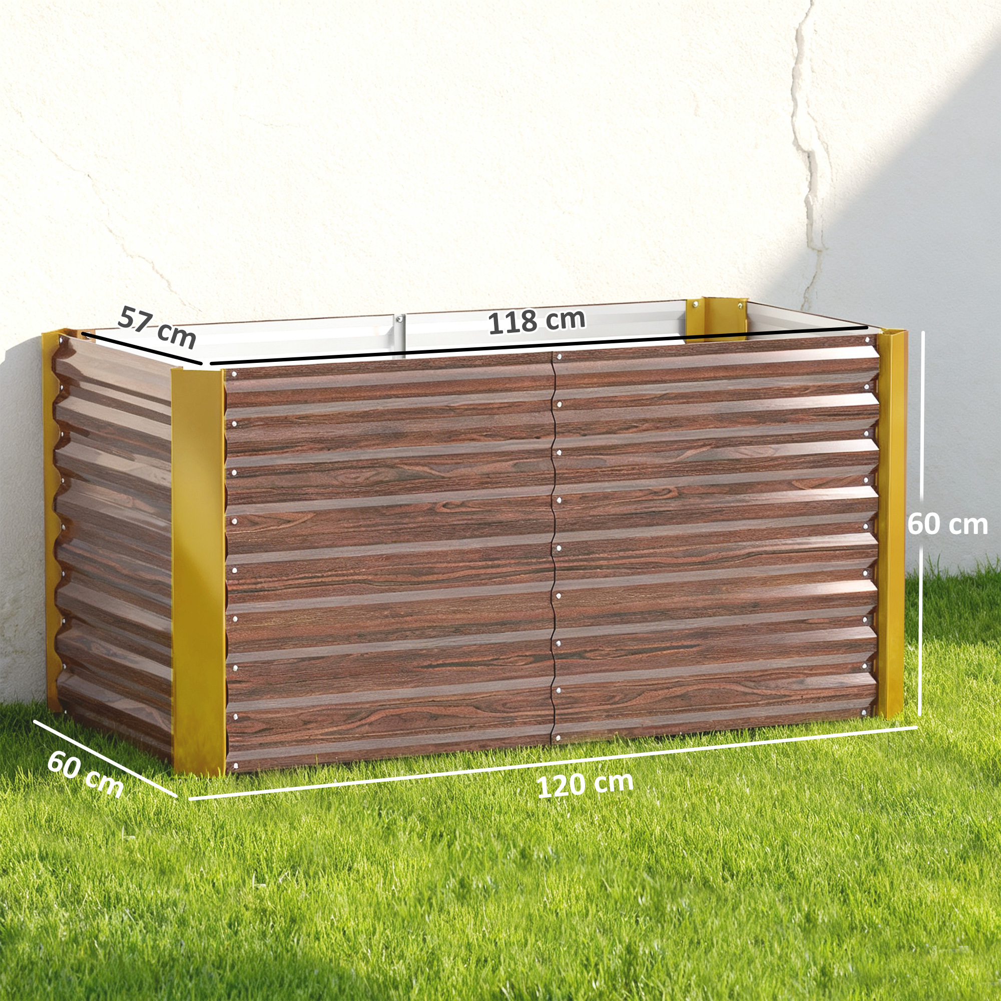 Hochbeet 2er-Set, Pflanzkasten, extra tief, Metall, 120 x 60 x 60 cm Braun