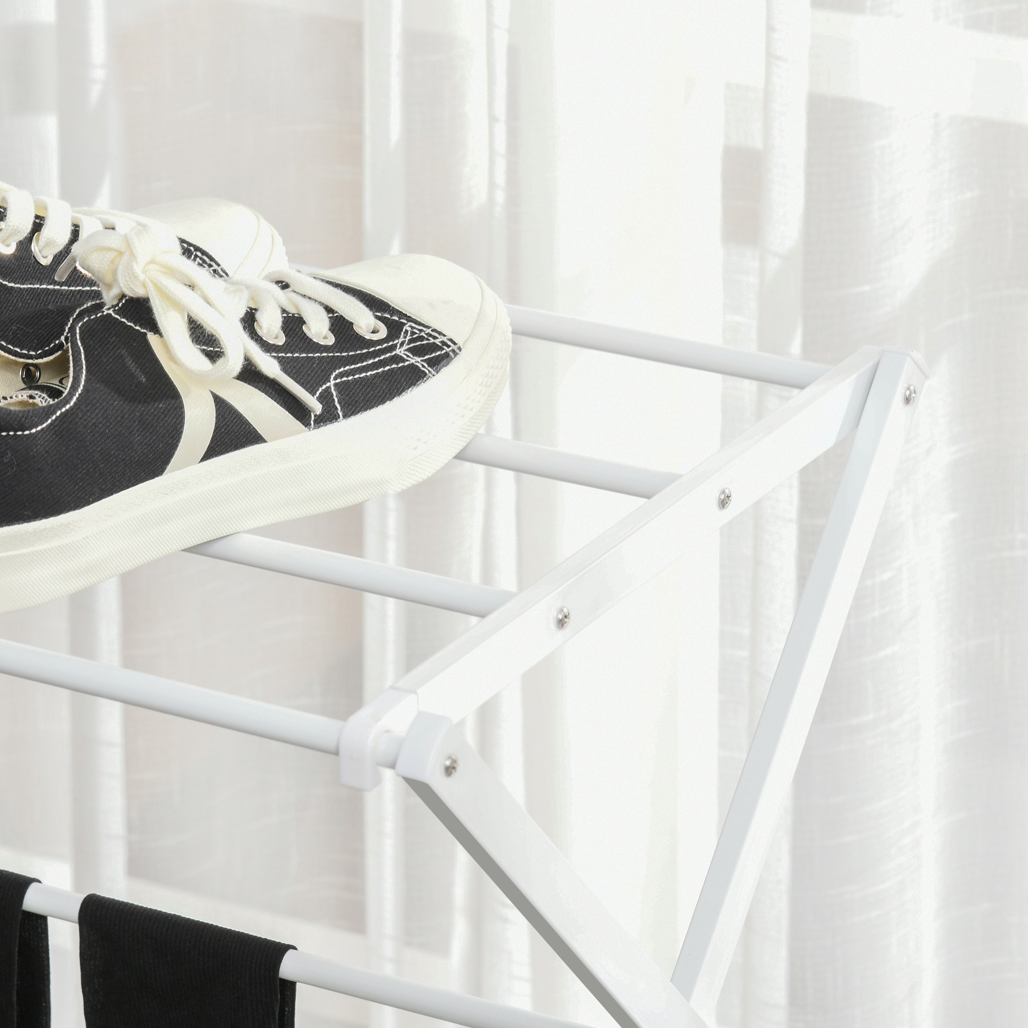 Wäscheständer faltbar 8-stufiger Trockengestell Turmtrockner Turmwäscheständer Trockenständer Metall Kunststoff Weiß 74 x 35 x 144 cm