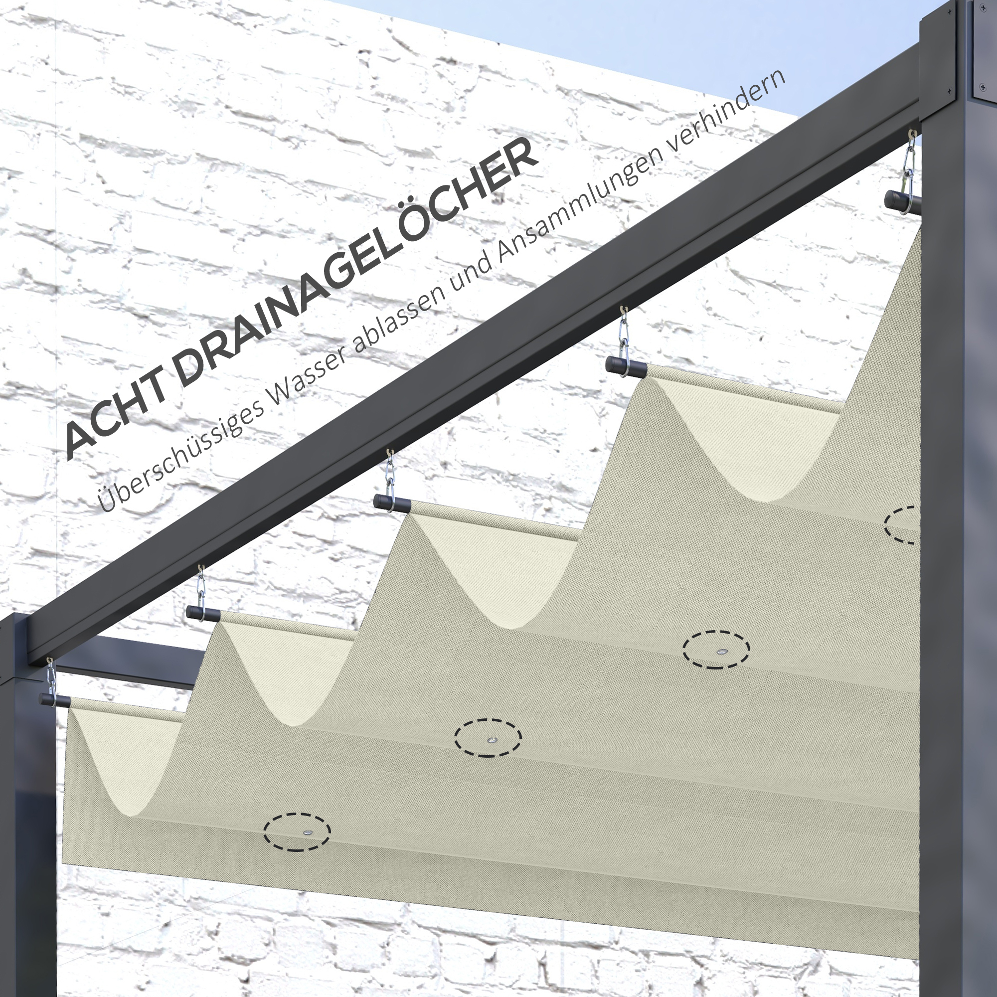 Ersatzdach für 2,85 x 2 m Gartenpavillon, ausziehbar, einfache Montage, Polyester, Cremeweiß