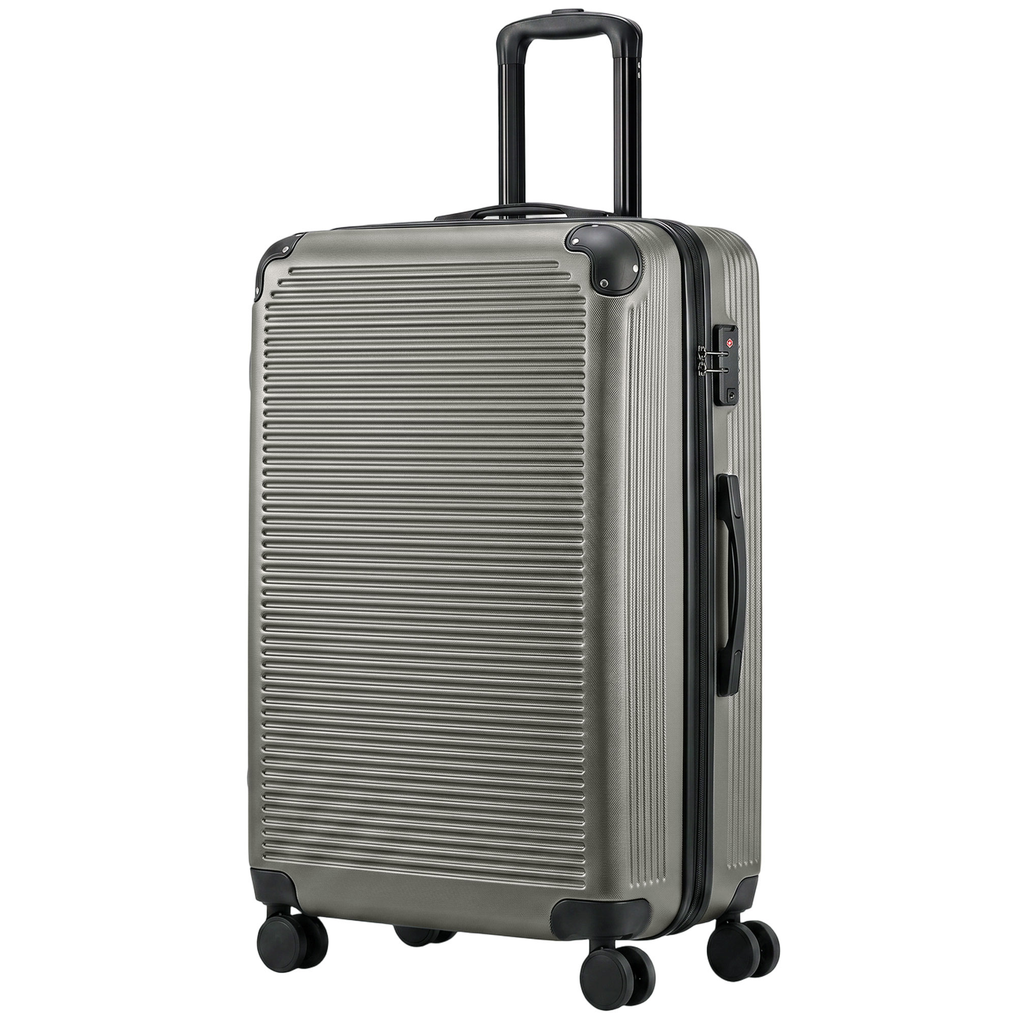 Reisekoffer Hartschale erweiterbar Rollkoffer Trolley 4 Rollen TSA Schloss 77 cm Dunkelgrau