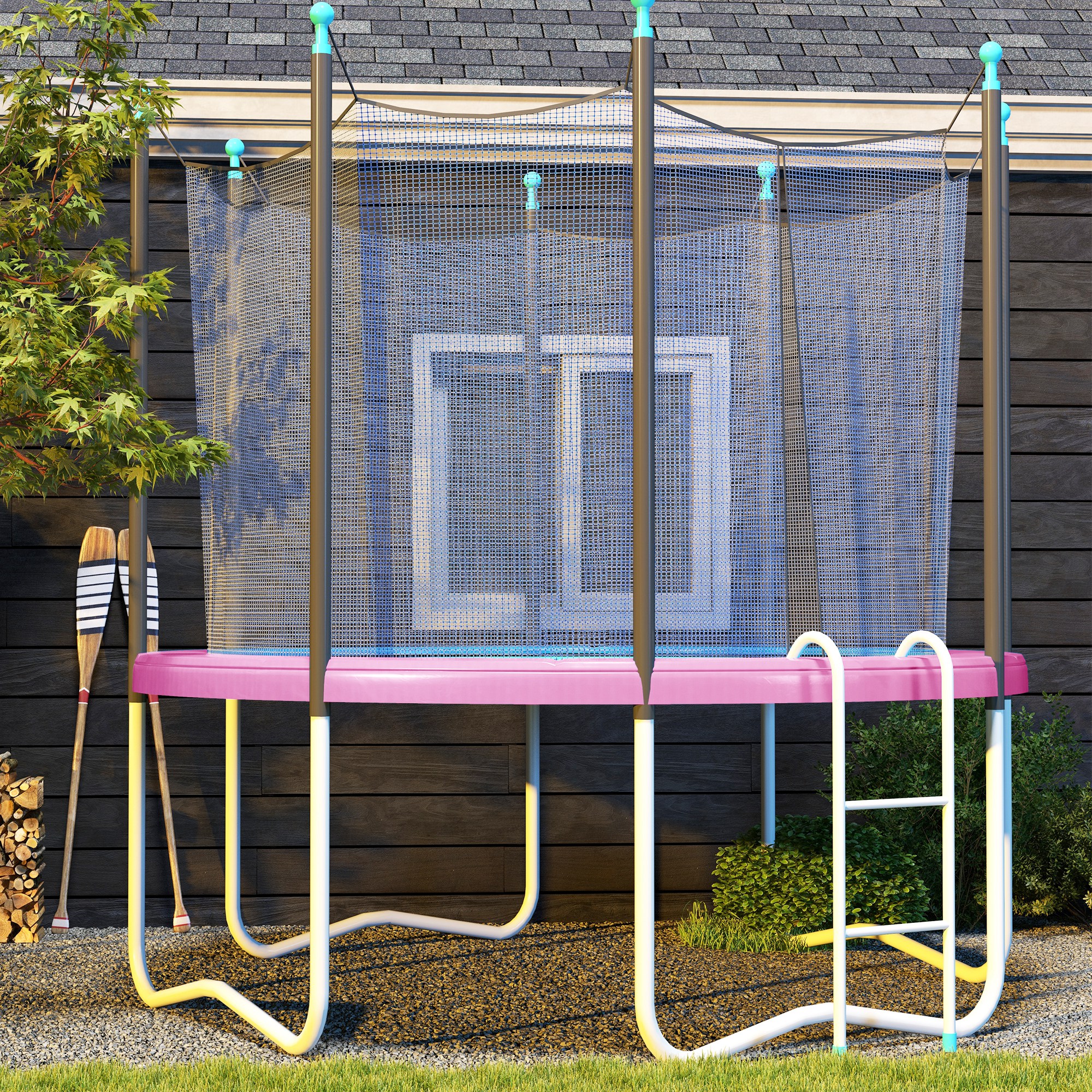 Ersatz-Randabdeckung für Trampoline, wasserfest, reißfest, Ø366 cm, Rosa