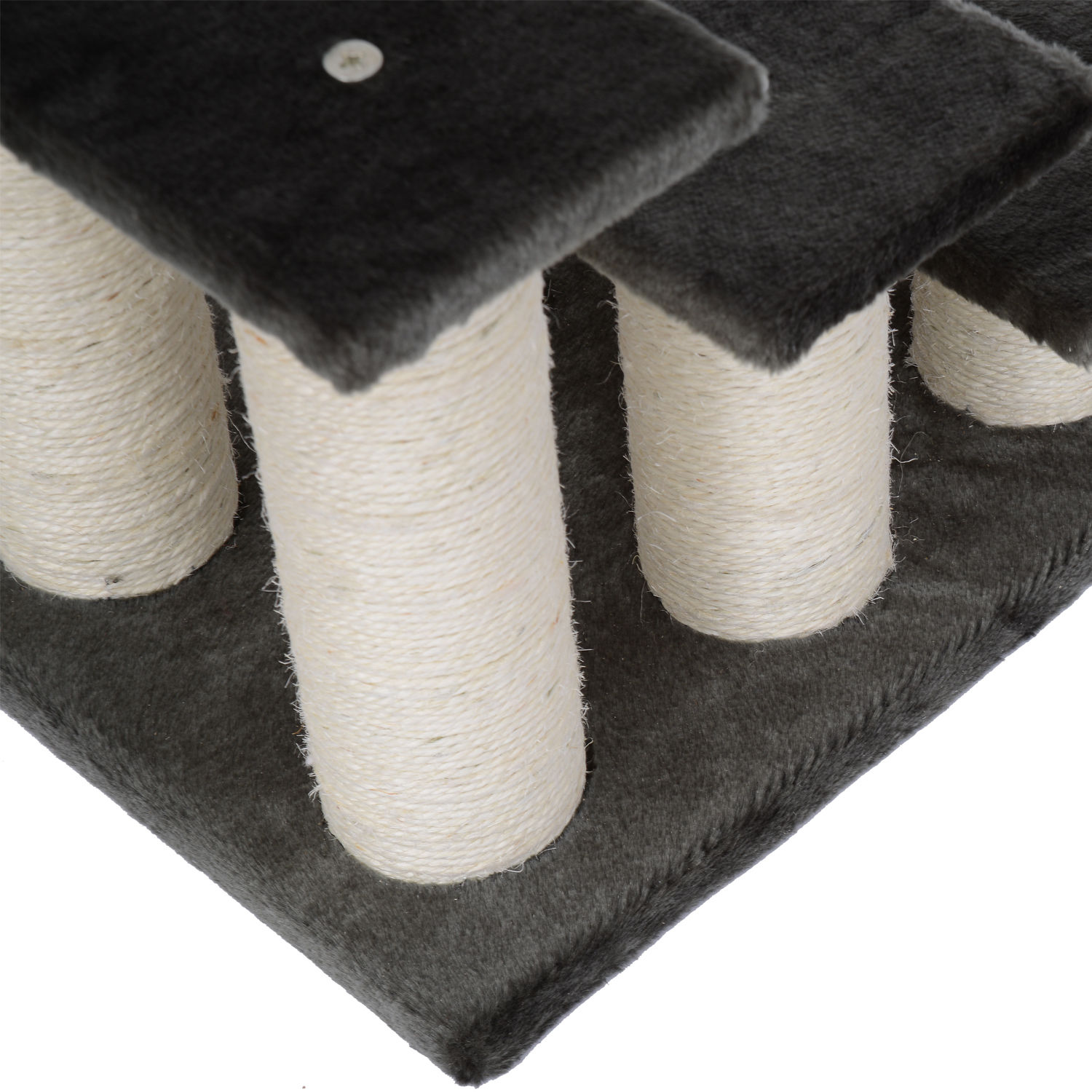 Hundetreppe 3 Stufen 34 cm Hoch Haustiertreppe für Hunde Katze Katzentreppe mit Kratzstamm Hunderampe Einstiegshilfe für Bett, Sofa, Couch Dunkelgrau