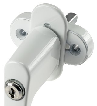 Abschließbarer Fenstergriff, weiß, 2 Schrauben, 2 Schlüssel