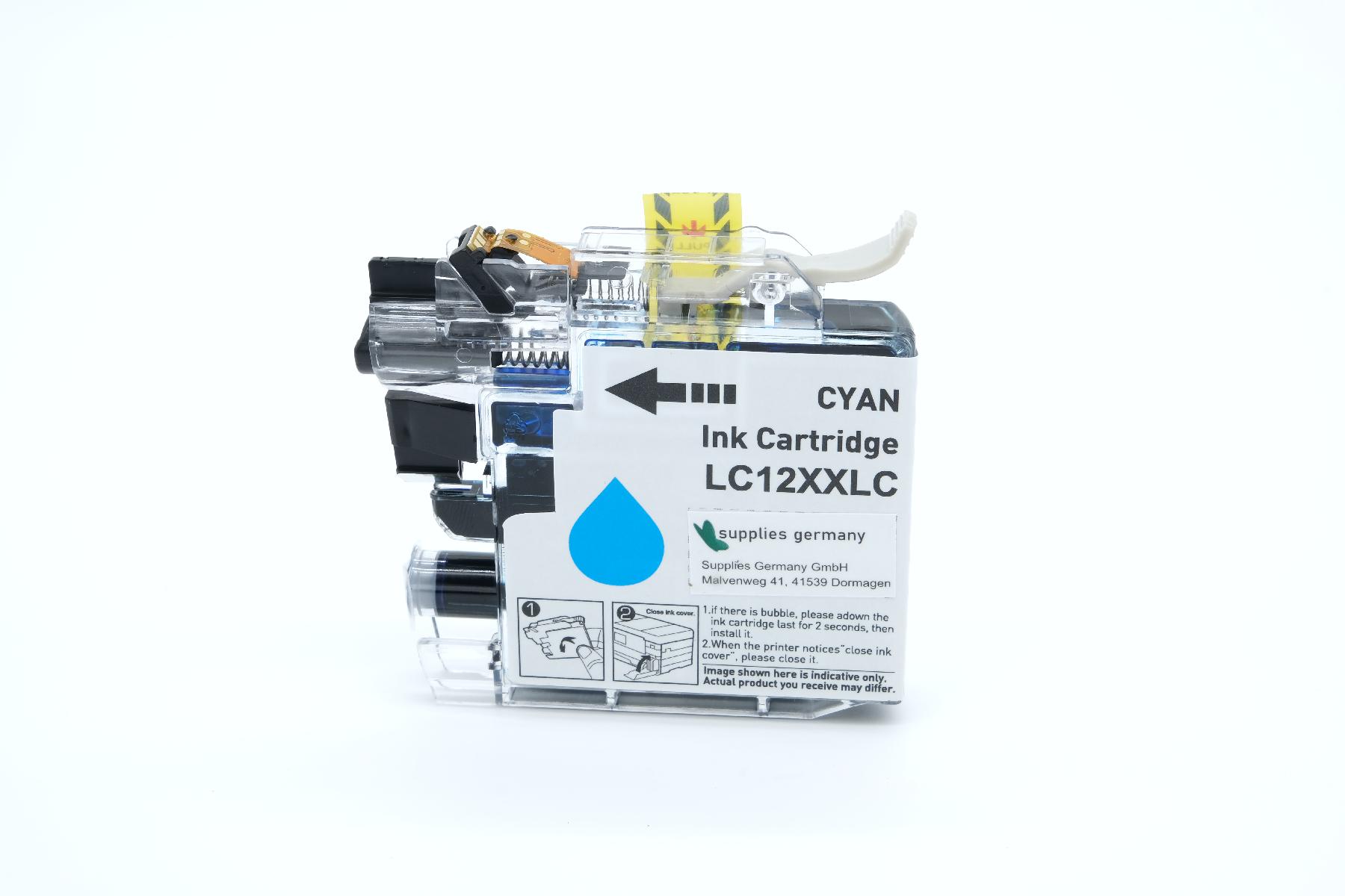 LC12XXLC alternativ Tinte Cyan für Brother / LC12EC / 1.200 Seiten
