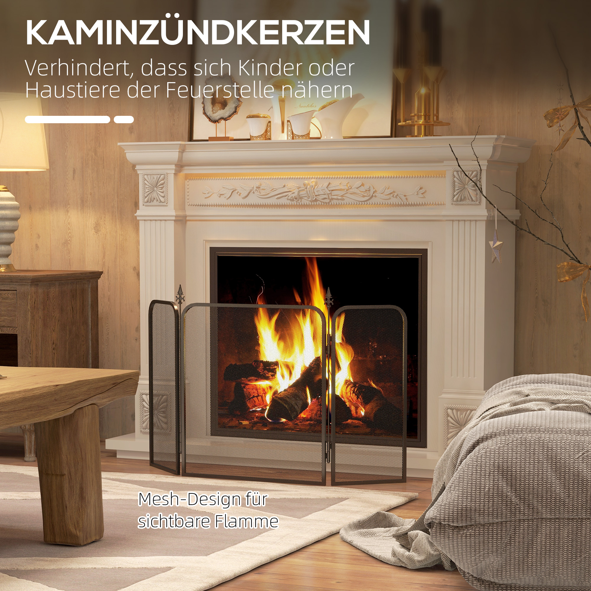 Funkenschutz für Kamine, klappbar, Metall, 96 x 1,3 x 56 cm, Schwarz