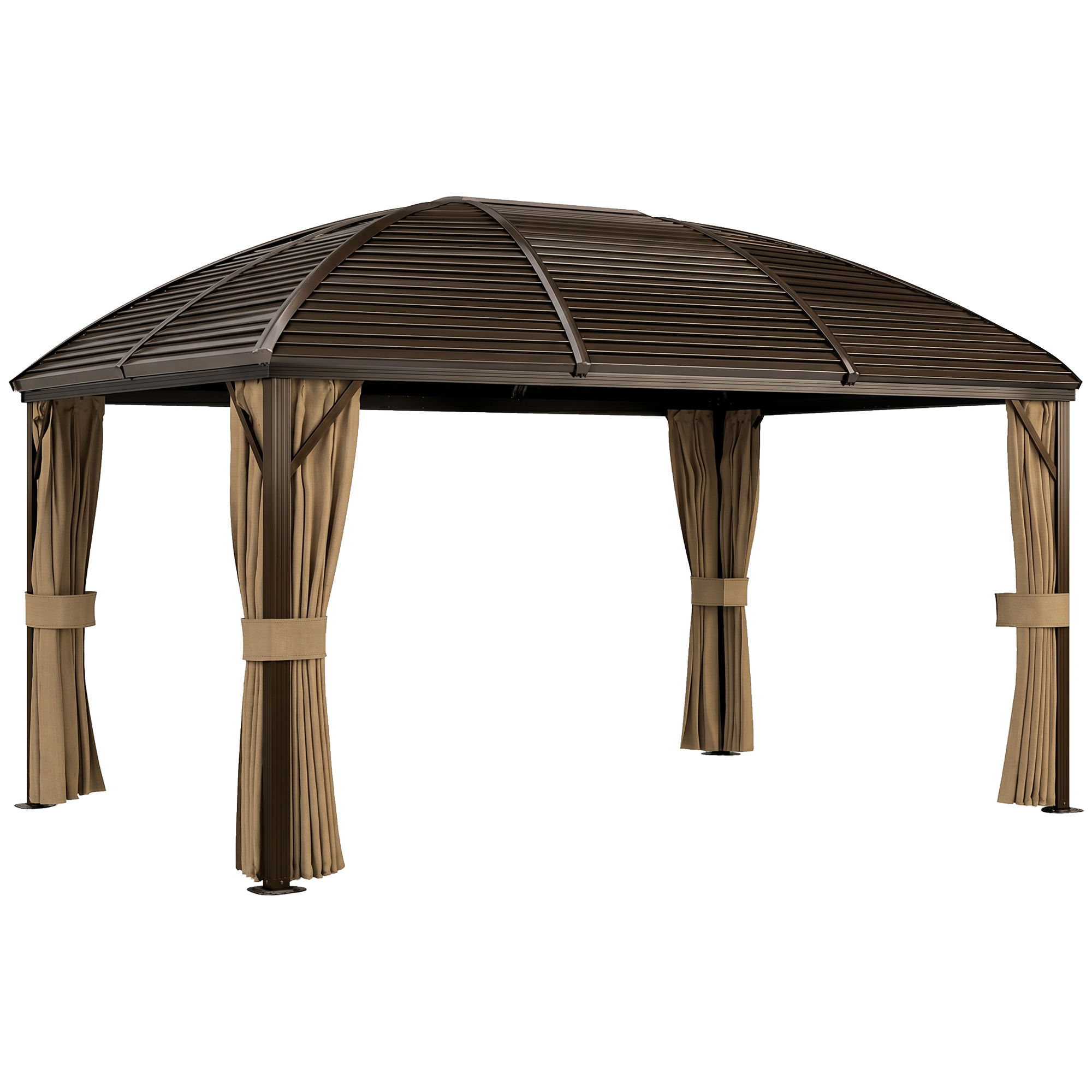 Gartenpavillon, Partyzelt, Festzelt, 4 x Doppel-Seitenteile, wasserdicht, 2 Laternenhaken, ca. 4 x 3 x 2,8 m, Braun