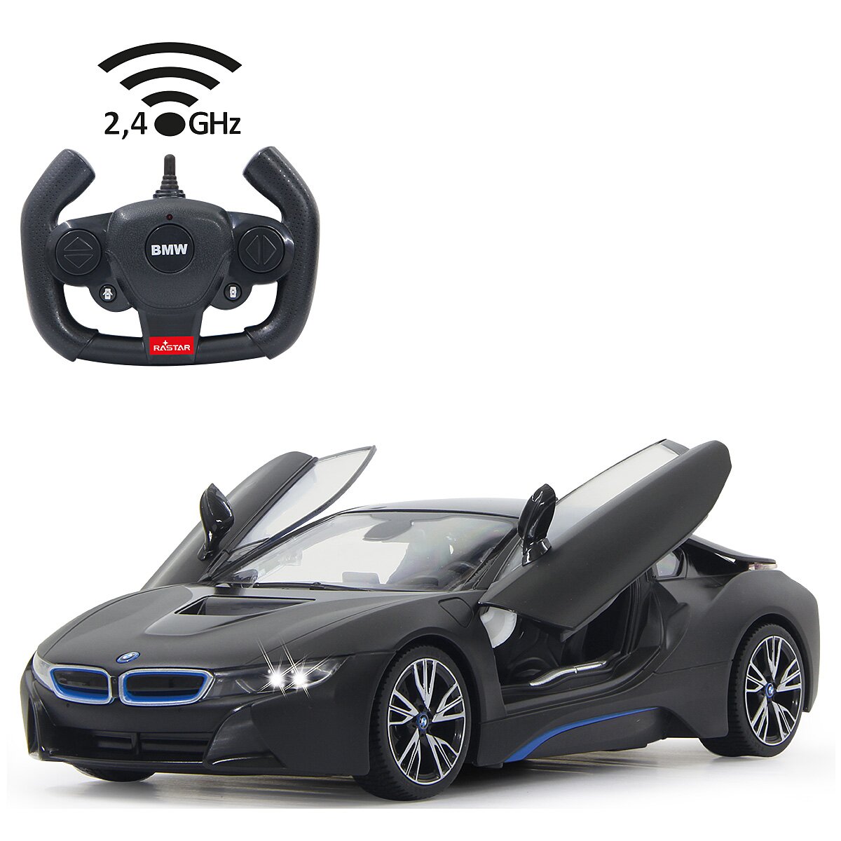 BMW I8 1:14 schwarz 2,4GHz Tür fernbedienbar BMW I8 1:14 schwarz 2,4GHz Tür fernbedienbar