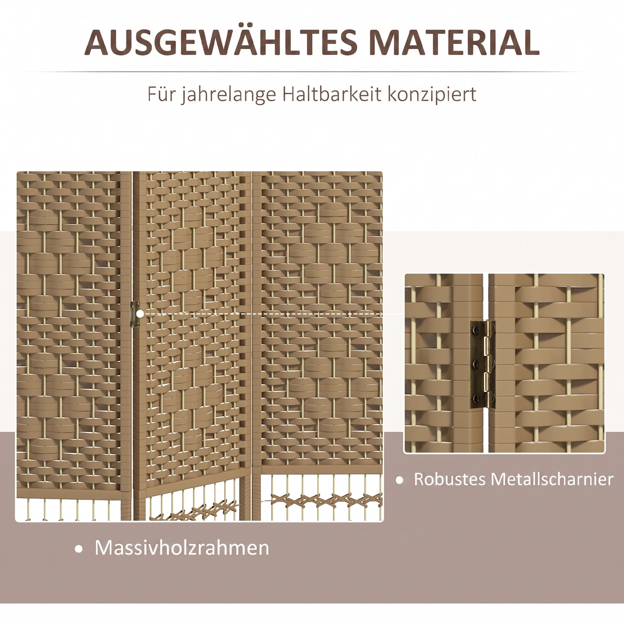 Paravent 6-teilig 240 x 170 cm Faltbar Raumteiler Trennwand aus Wellenfaser Trennwand für Wohnzimmer